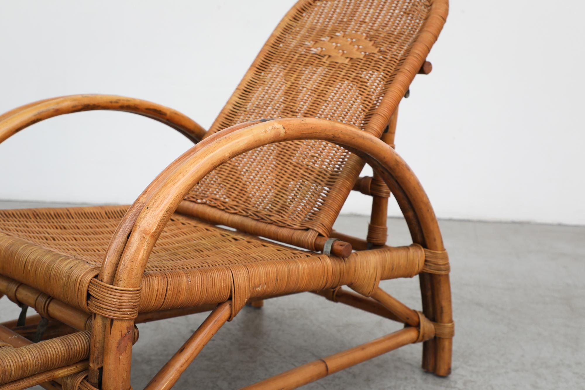 Mid-Century Franco Albini Inspired Bamboo Chaise Lounge Chair 13