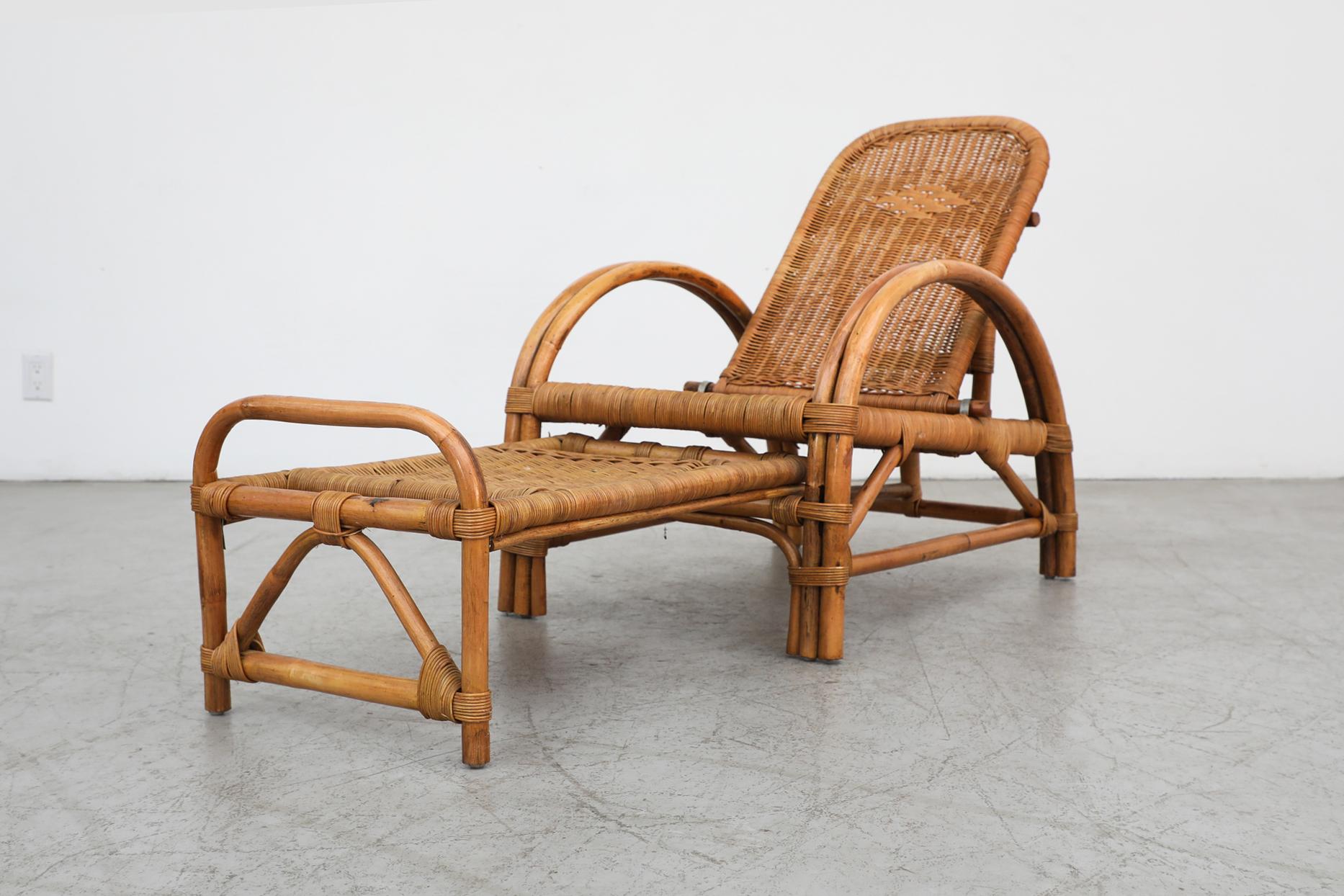 Mid-Century Franco Albini Inspired Bamboo Chaise Lounge Chair 14