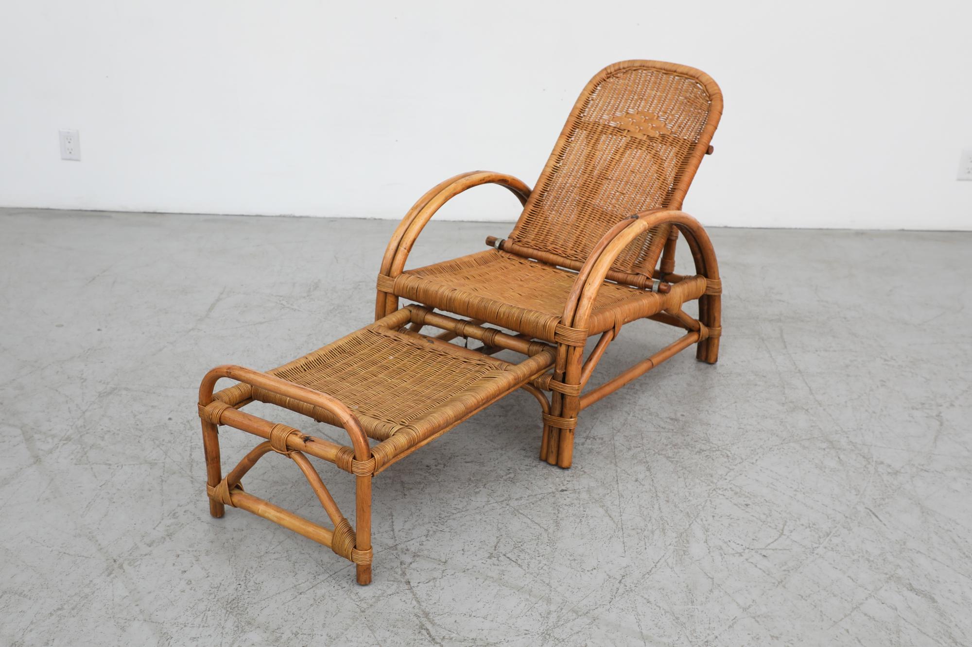 Mid-Century Franco Albini Inspired Bamboo Chaise Lounge Chair 1