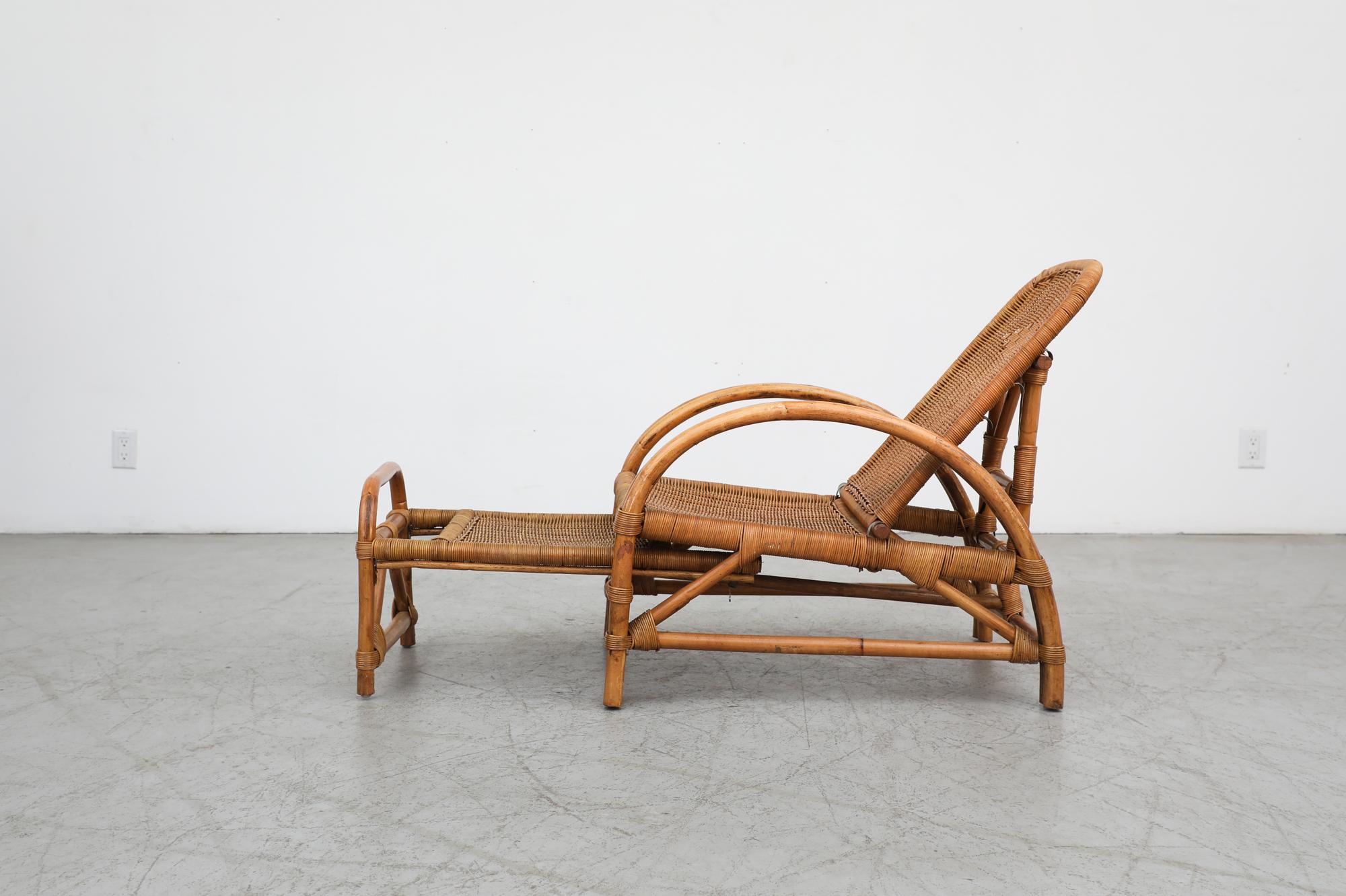 Mid-Century Franco Albini Inspired Bamboo Chaise Lounge Chair 2