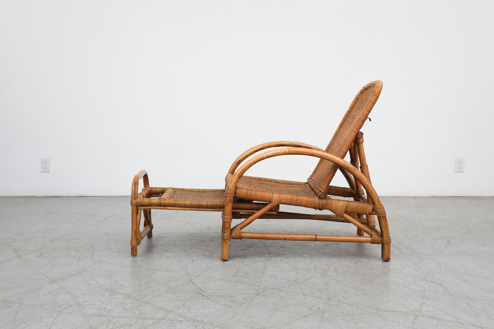 Mid-Century Franco Albini Inspired Bamboo Chaise Lounge Chair 3