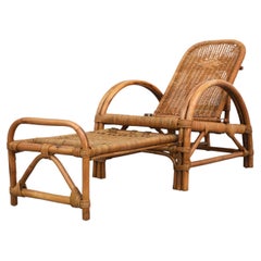 Mid-Century Franco Albini Inspired Bamboo Chaise Lounge Chair