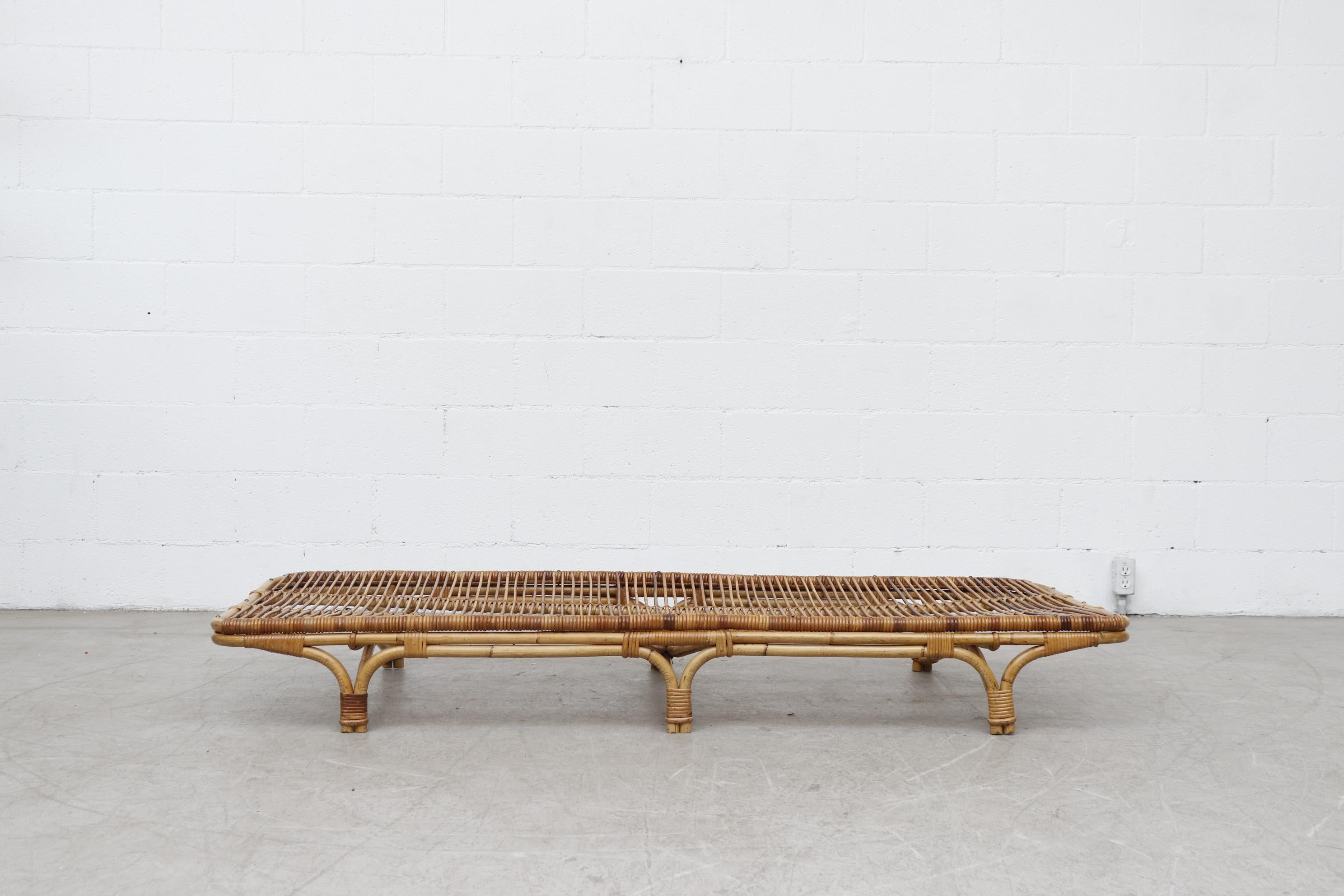 Gorgeous midcentury Franco Albini inspired bamboo daybed in original condition with moderate wear and nice patina. Ready for your own mattress.