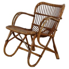 Von Franco Albini inspirierter Bambus-Loungesessel von Rohé Noordwolde aus der Jahrhundertmitte