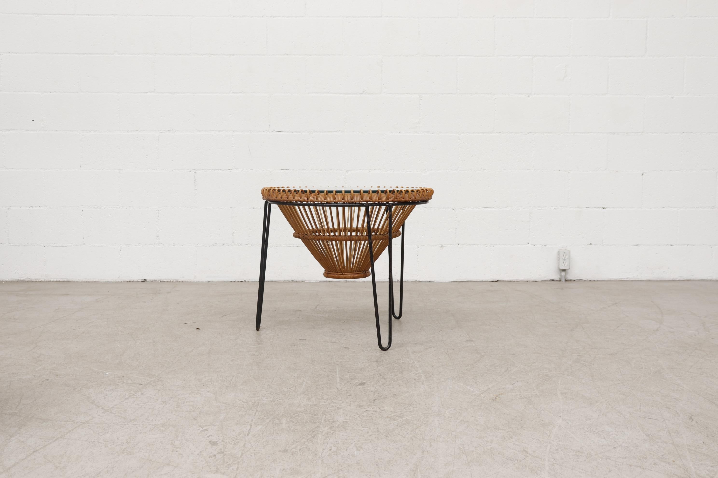 Mid-Century Modern Midcentury Franco Albini Inspired Bamboo Side Table