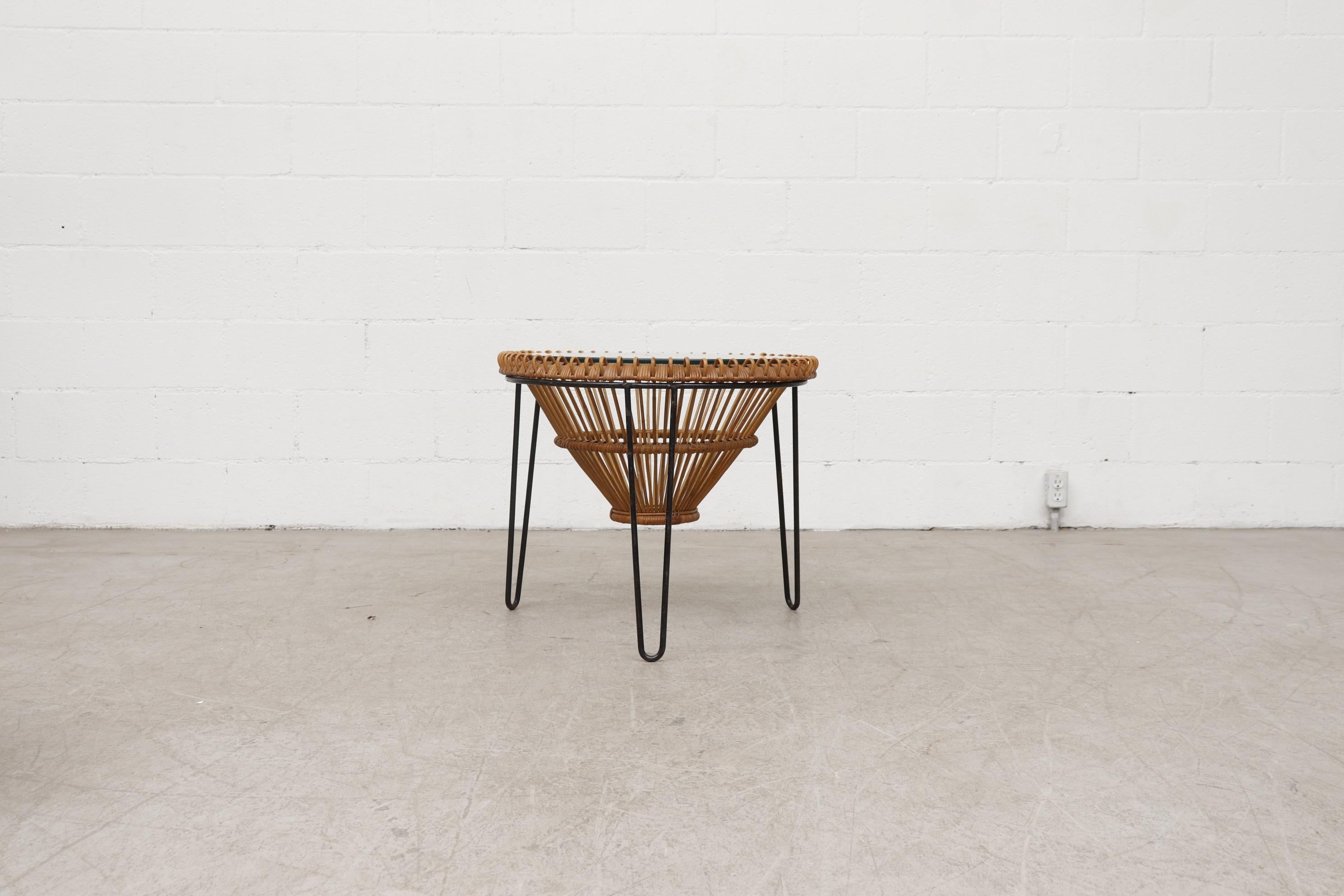 Dutch Midcentury Franco Albini Inspired Bamboo Side Table