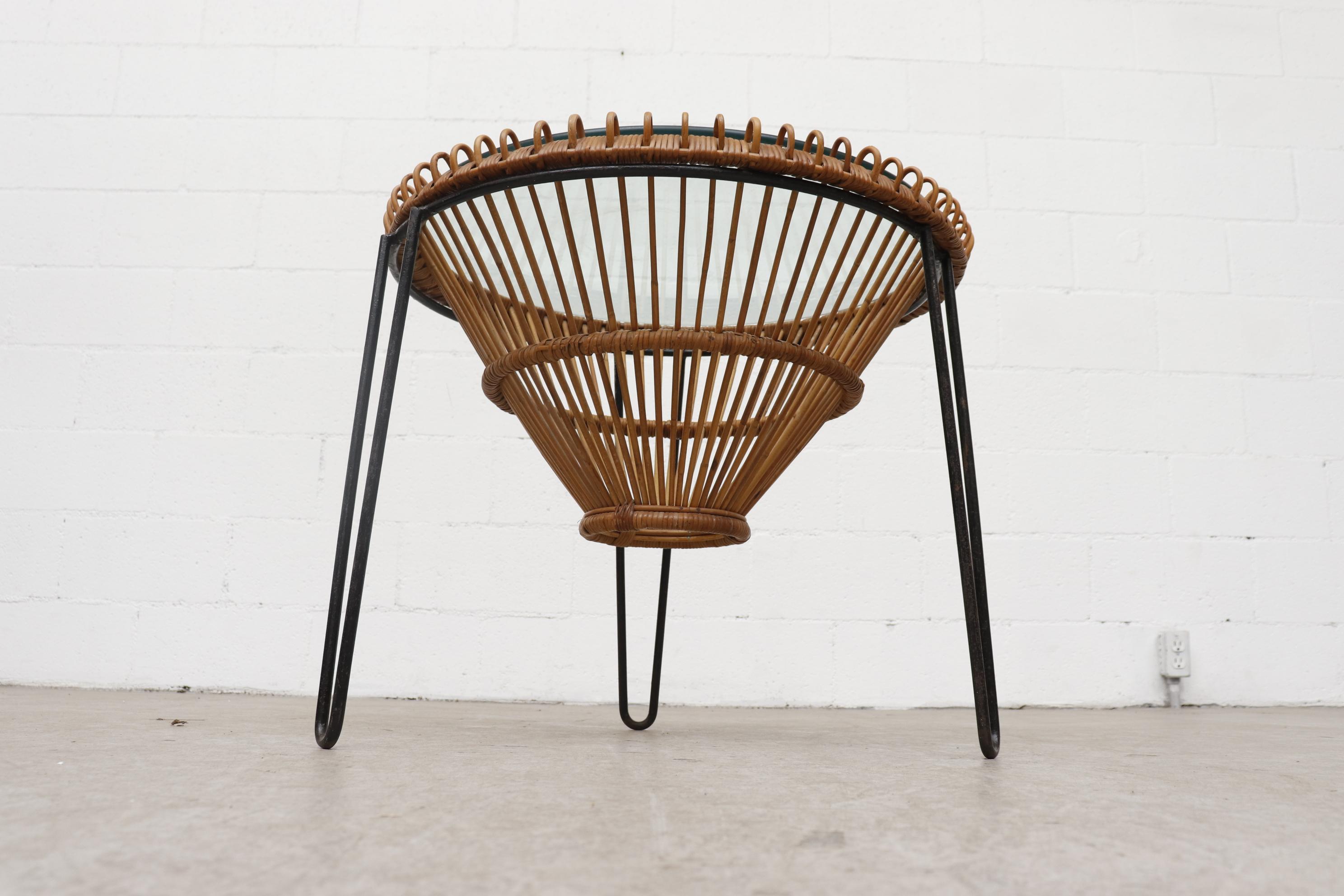 Mid-20th Century Midcentury Franco Albini Inspired Bamboo Side Table