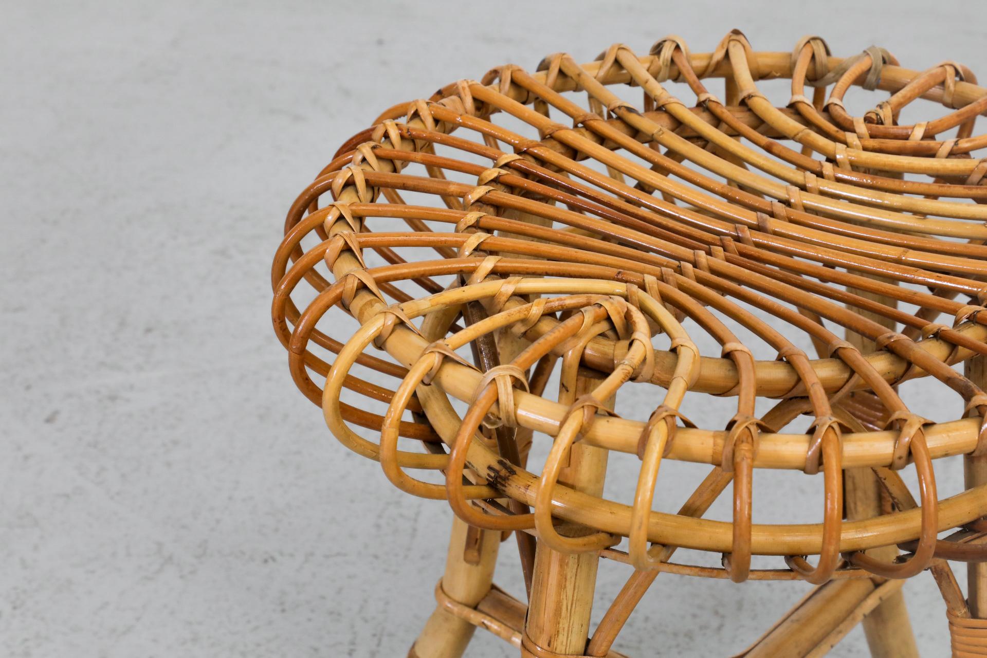 Tabouret bas en bambou du milieu du siècle inspiré par Franco Albini en vente 4