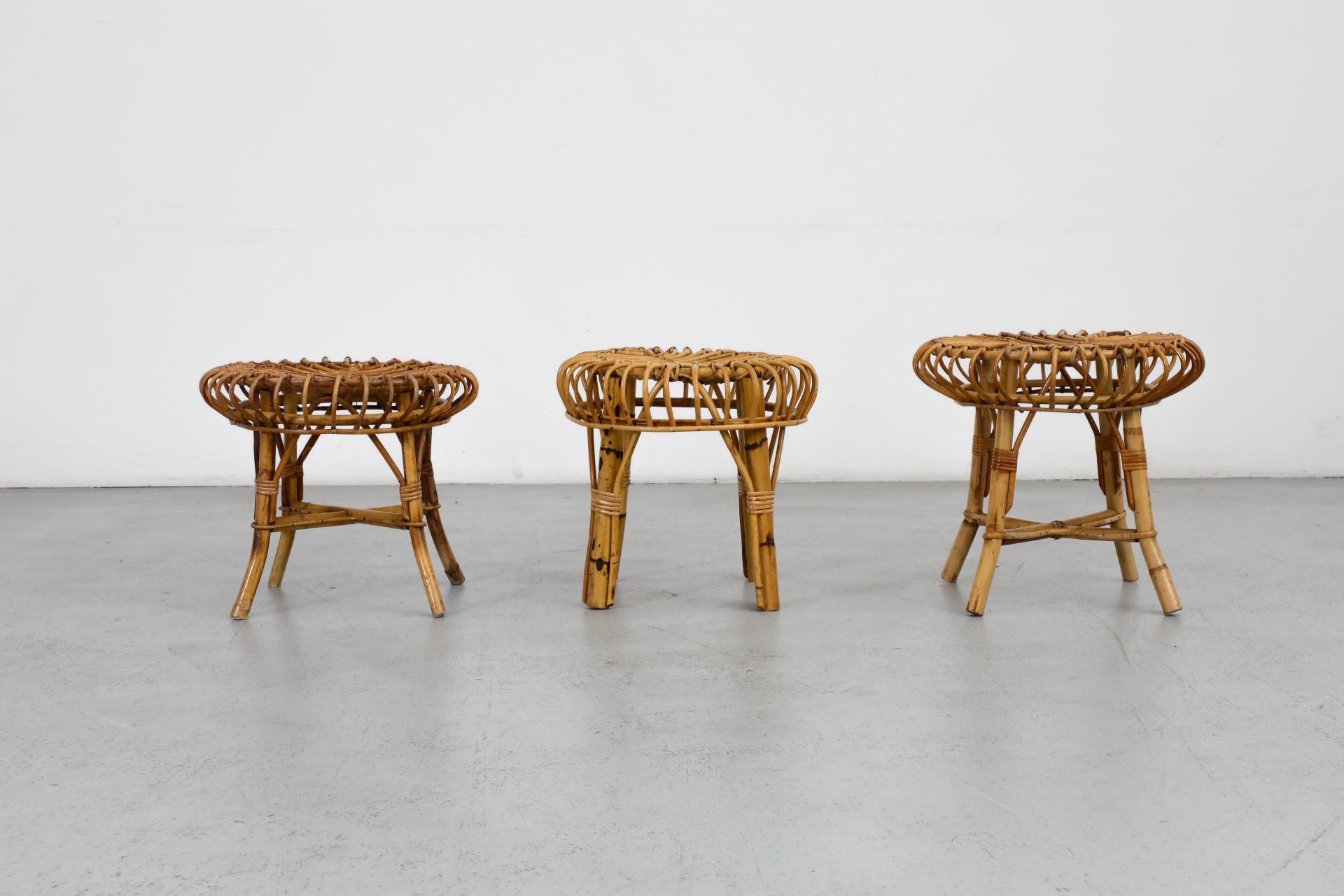 Tabouret bas en bambou du milieu du siècle inspiré par Franco Albini en vente 8
