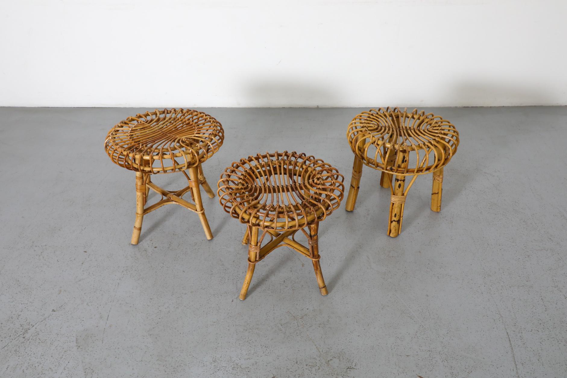 Tabouret bas en bambou du milieu du siècle inspiré par Franco Albini en vente 9
