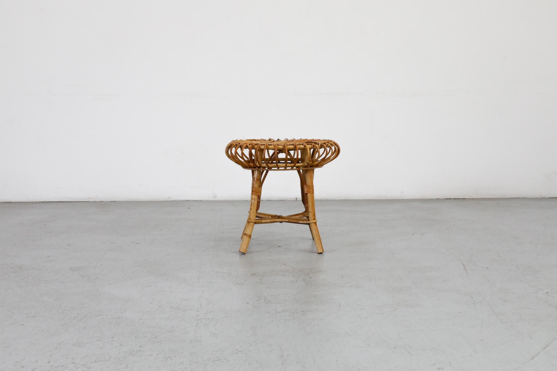 Néerlandais Tabouret bas en bambou du milieu du siècle inspiré par Franco Albini en vente