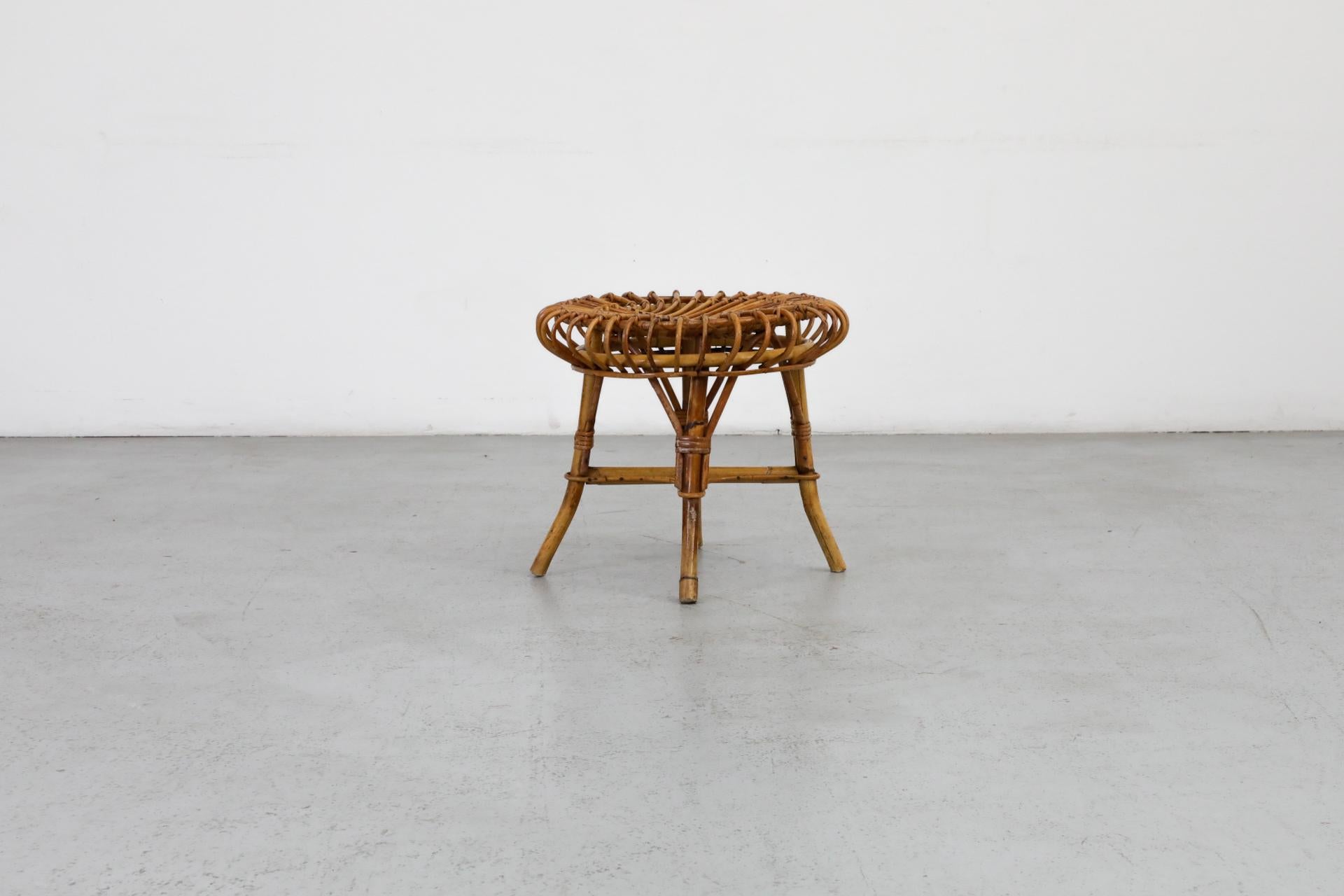 Néerlandais Tabouret bas en bambou du milieu du siècle inspiré par Franco Albini en vente