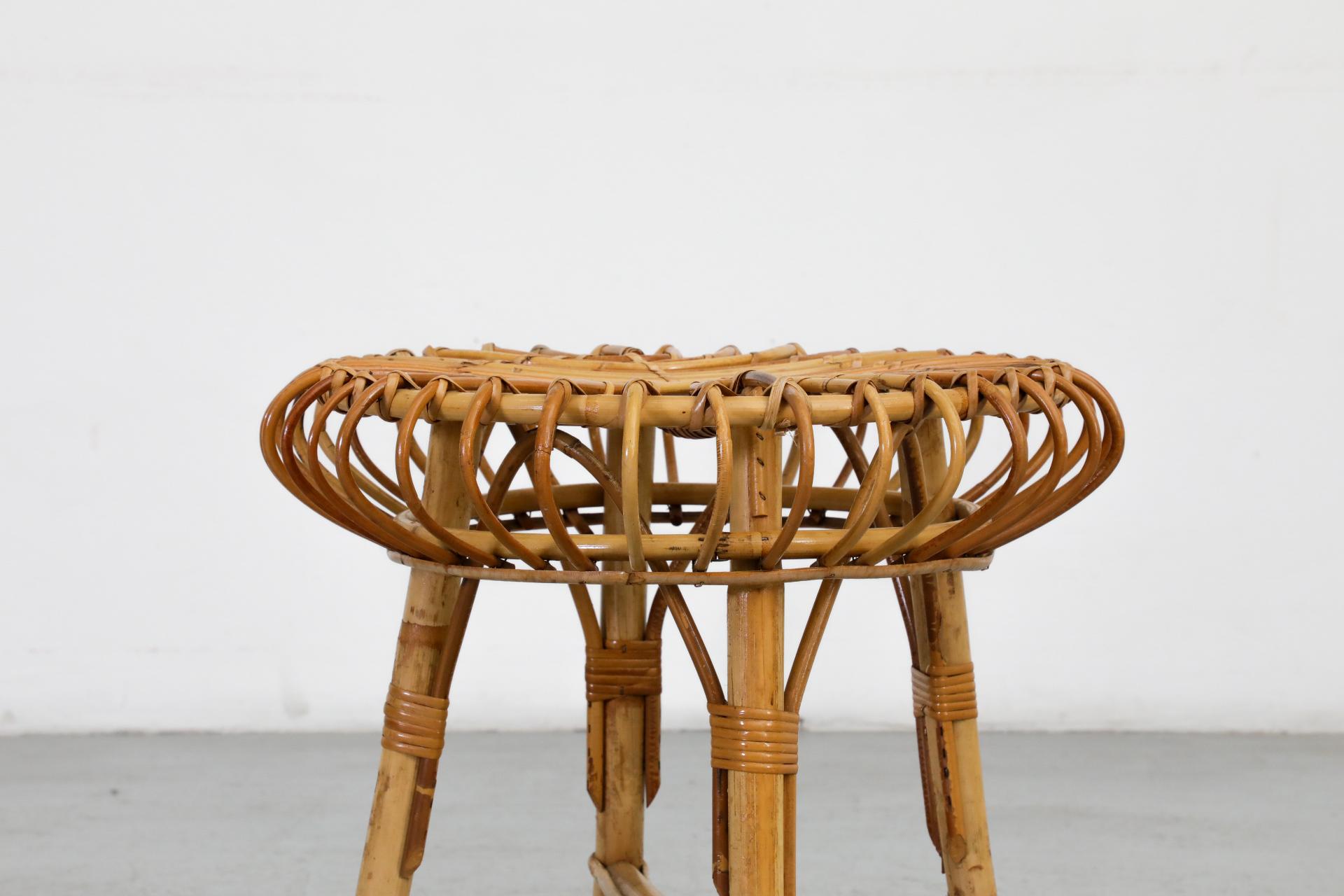 Bambou Tabouret bas en bambou du milieu du siècle inspiré par Franco Albini en vente