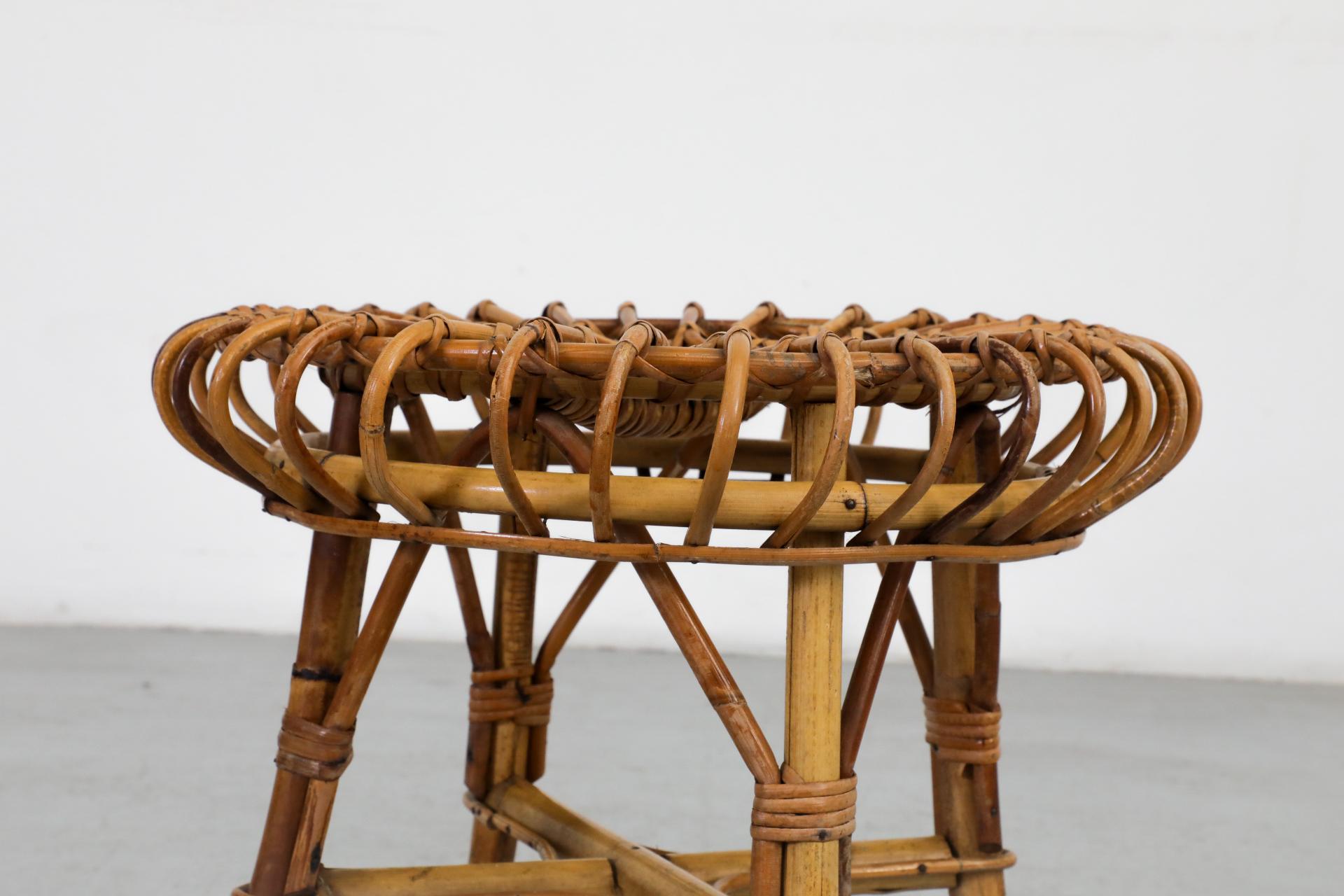 Tabouret bas en bambou du milieu du siècle inspiré par Franco Albini en vente 2