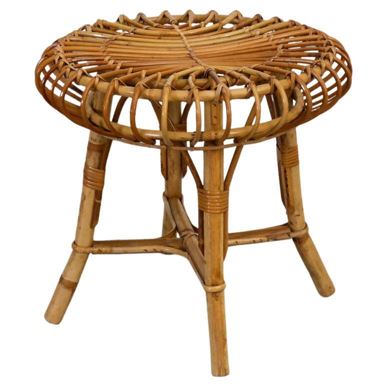 Sgabello basso in bambù ispirato a Franco Albini, metà del secolo scorso