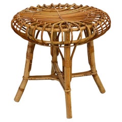 Mid-Century Franco Albini Inspired Low Bamboo Stool