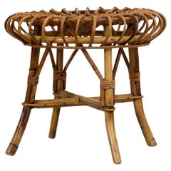 Mid-Century Franco Albini Inspired Low Bamboo Stool