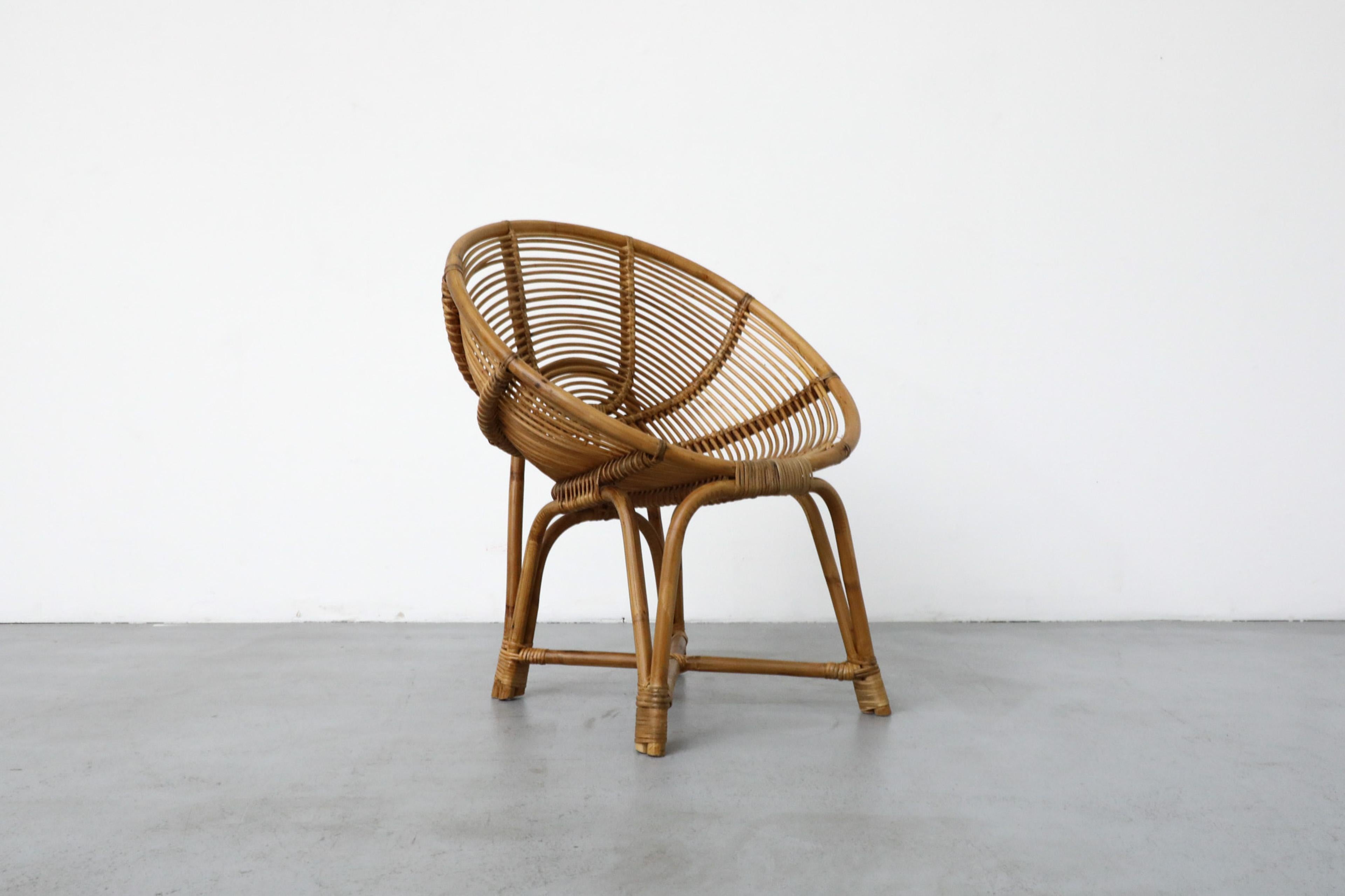 Silla con aro de bambú estilo Franco Albini de mediados de siglo 3