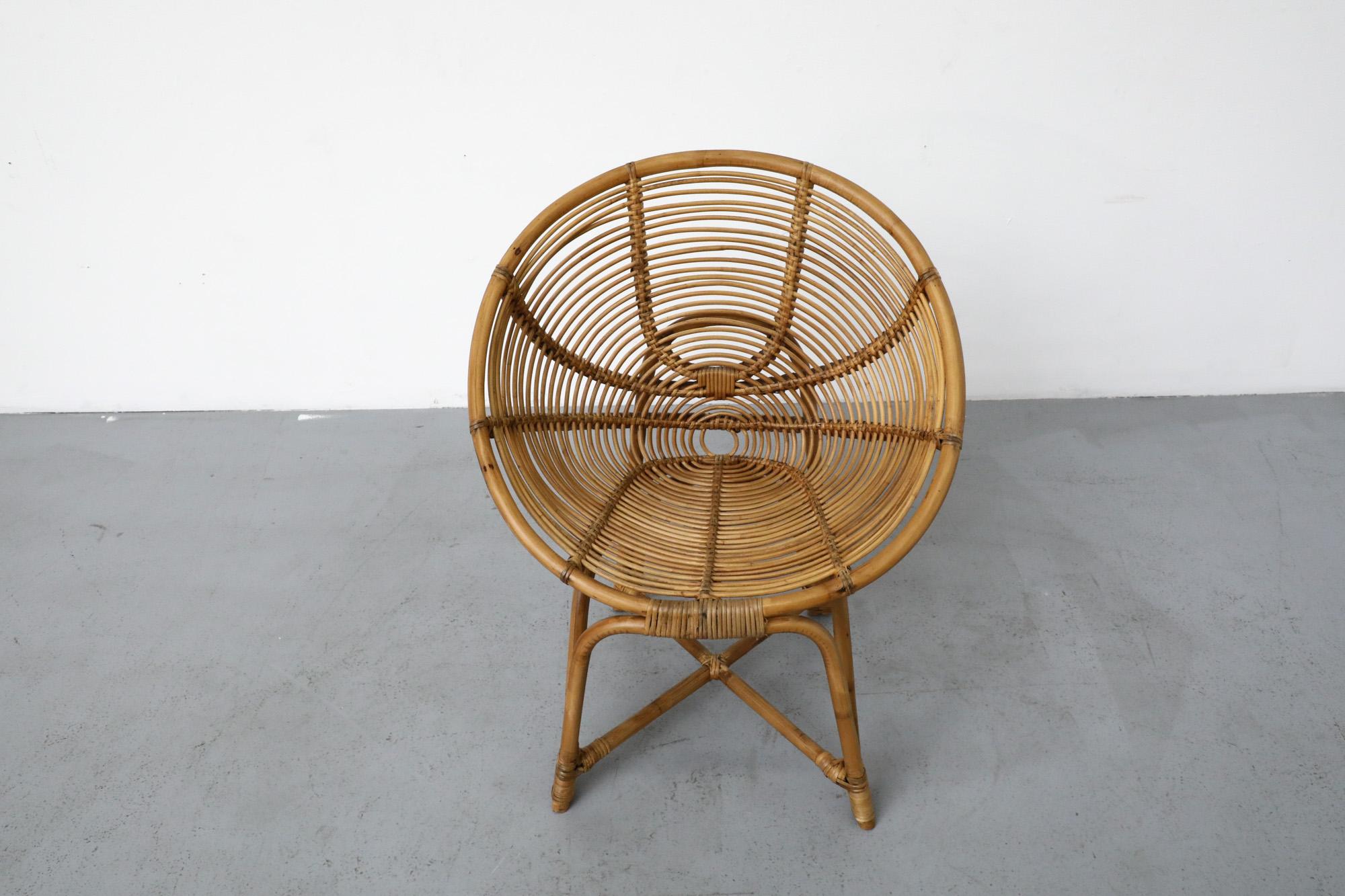 Silla con aro de bambú estilo Franco Albini de mediados de siglo 5