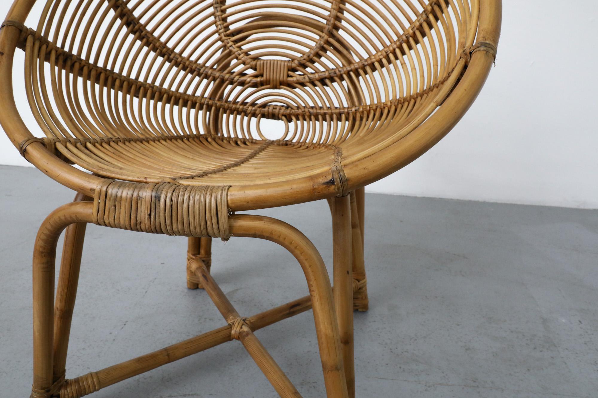 Silla con aro de bambú estilo Franco Albini de mediados de siglo 7