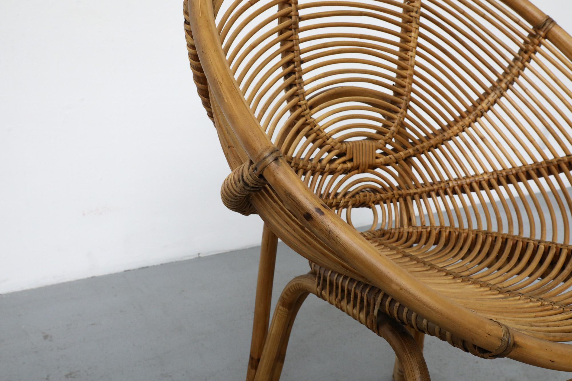 Silla con aro de bambú estilo Franco Albini de mediados de siglo 10