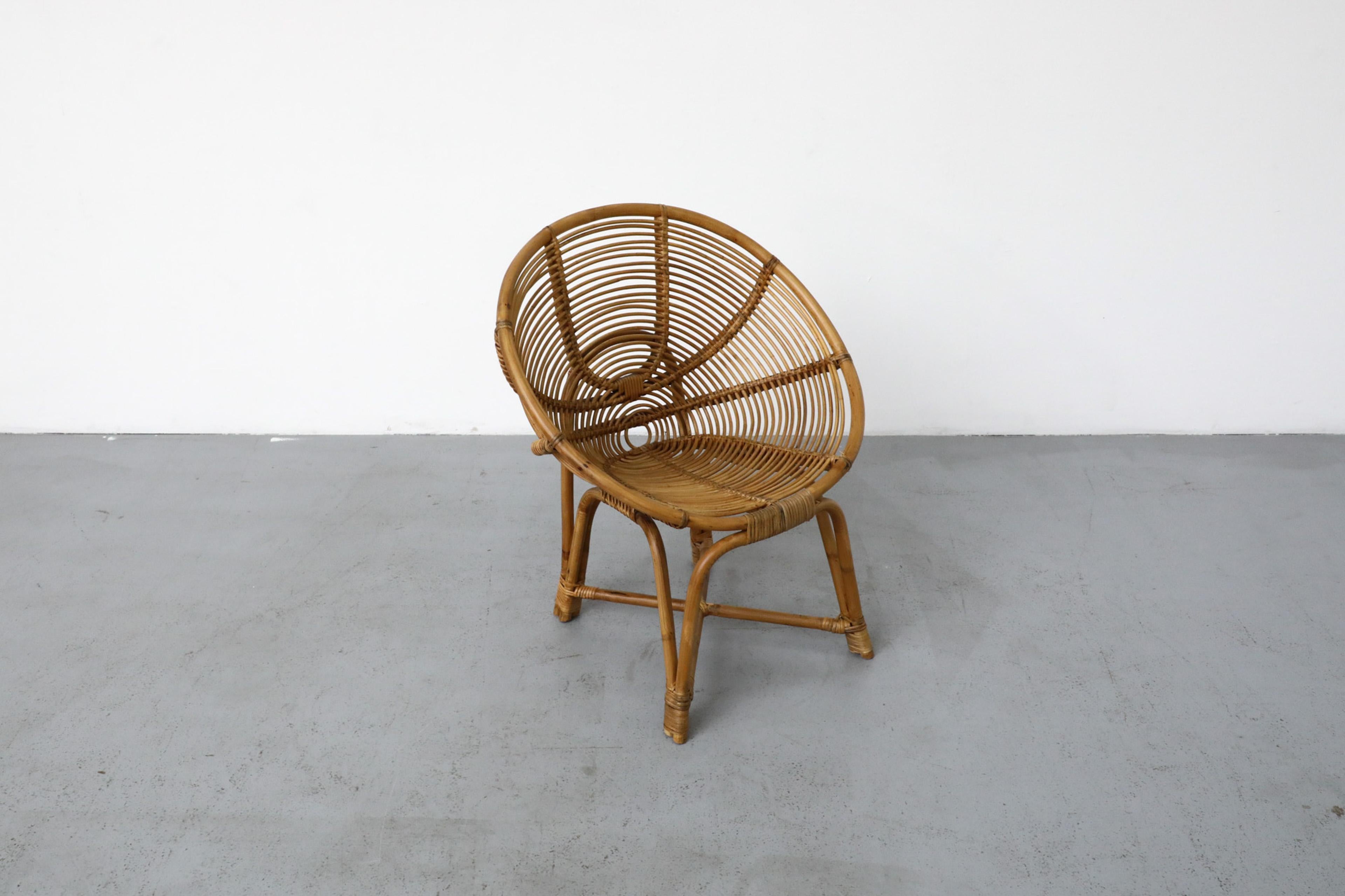 Silla con aro de bambú estilo Franco Albini de mediados de siglo 1