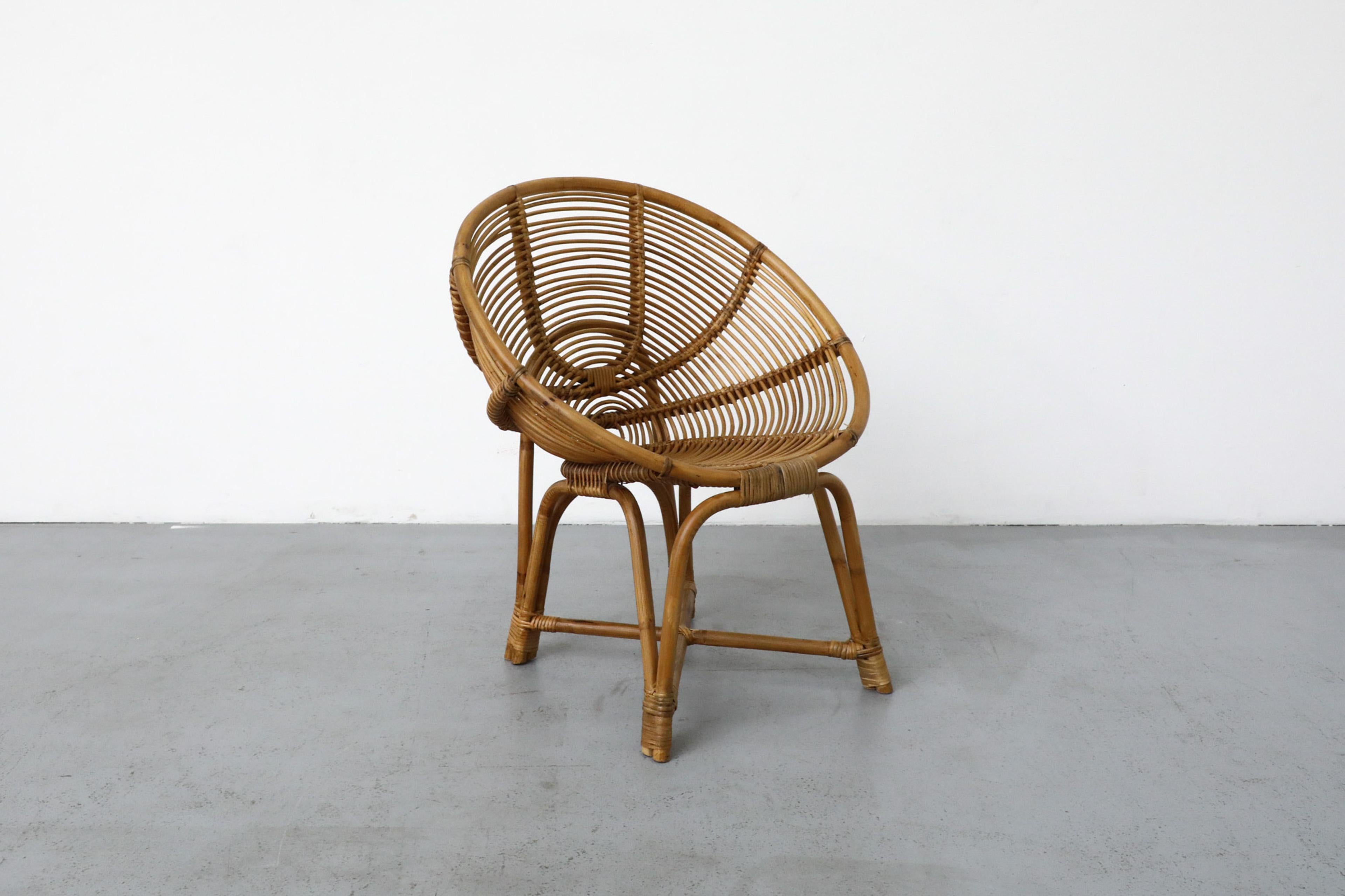 Silla con aro de bambú estilo Franco Albini de mediados de siglo 2