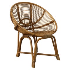 Silla con aro de bambú estilo Franco Albini de mediados de siglo