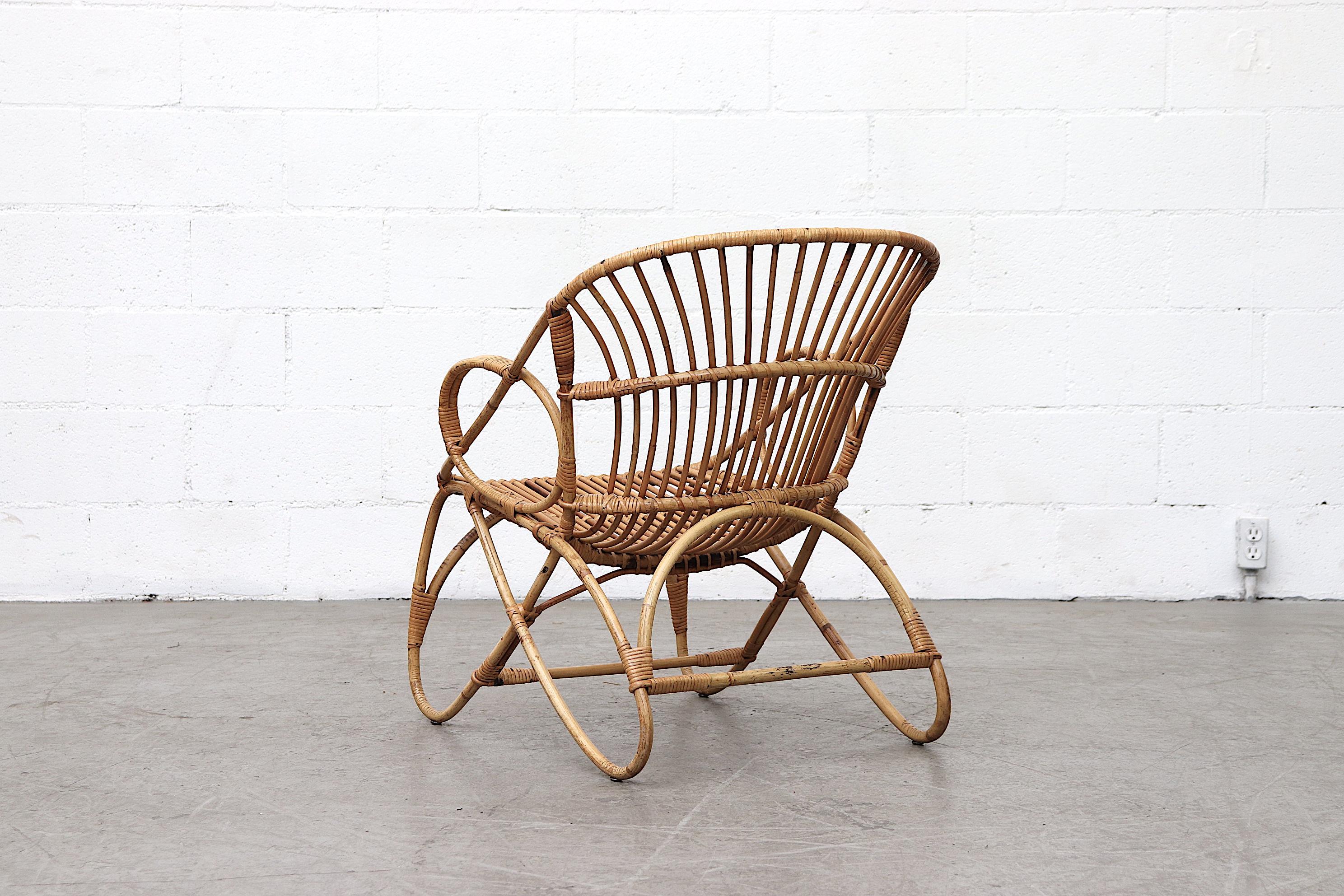 Mid-Century Modern Mid-Century Franco Albini Style Bamboo Lounge Chair
