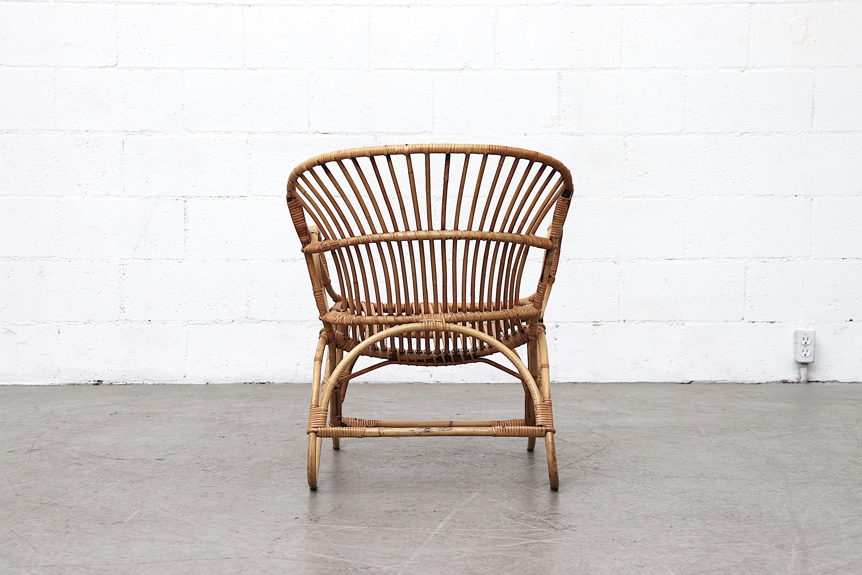 Dutch Mid-Century Franco Albini Style Bamboo Lounge Chair