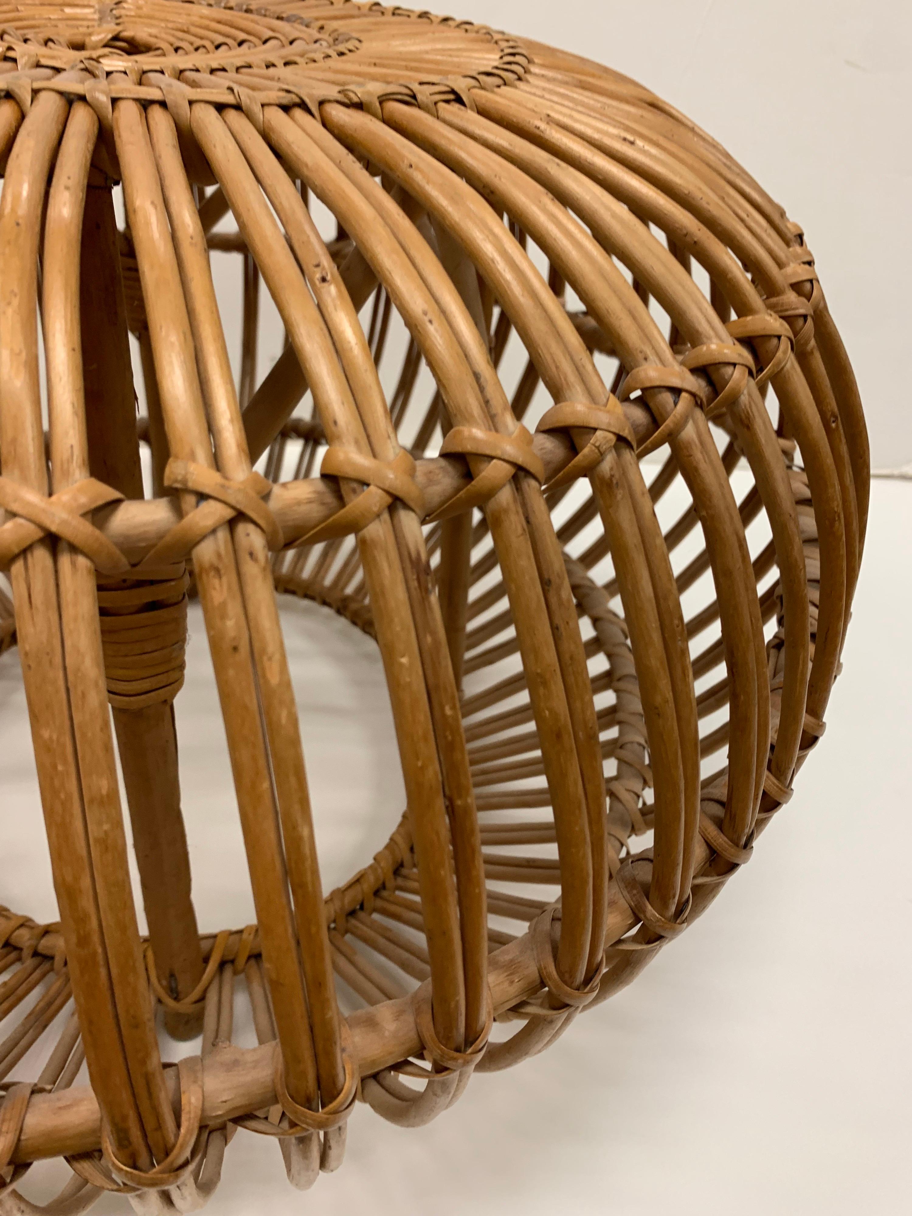 round rattan pouf