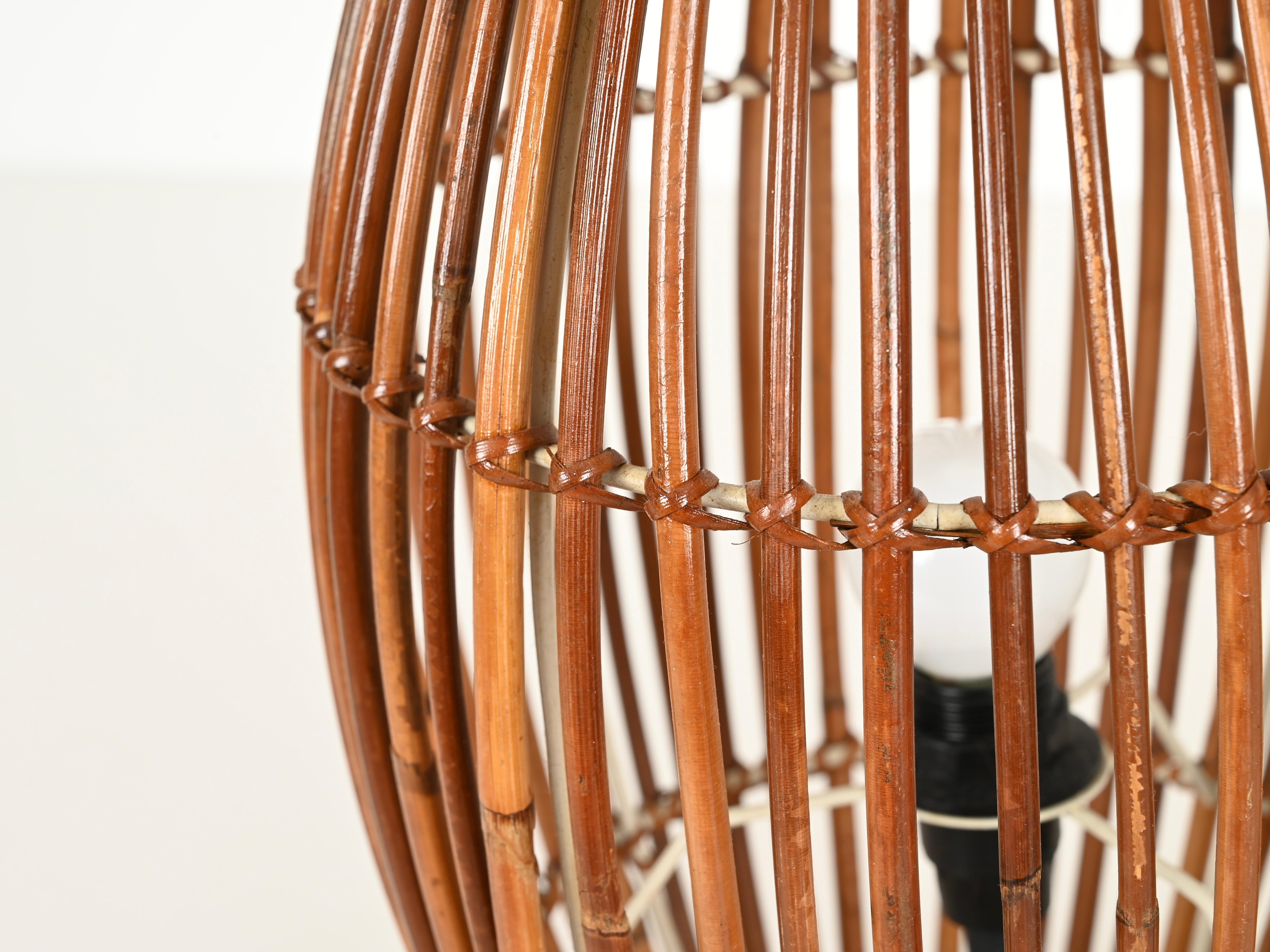 Mid-Century Franco Albini Table Lamp in Bamboo and Rattan, Italy, 1960s For Sale 3
