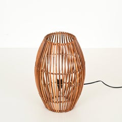 Mid-Century Franco Albini Table Lamp in Bamboo and Rattan, Italy, 1960s