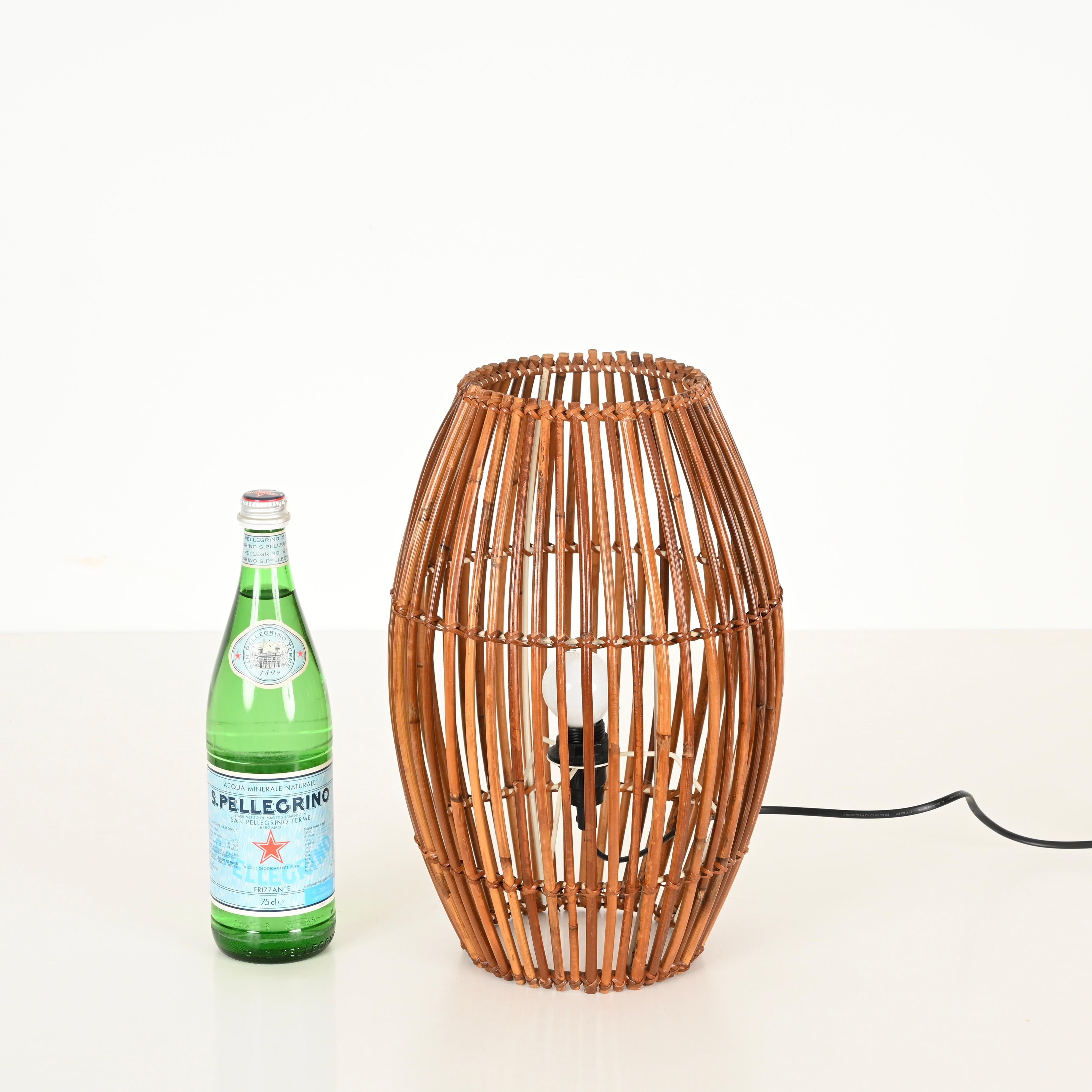 Mid-Century Modern Mid-Century Franco Albini Table Lamp in Bamboo and Rattan, Italy, 1960s For Sale
