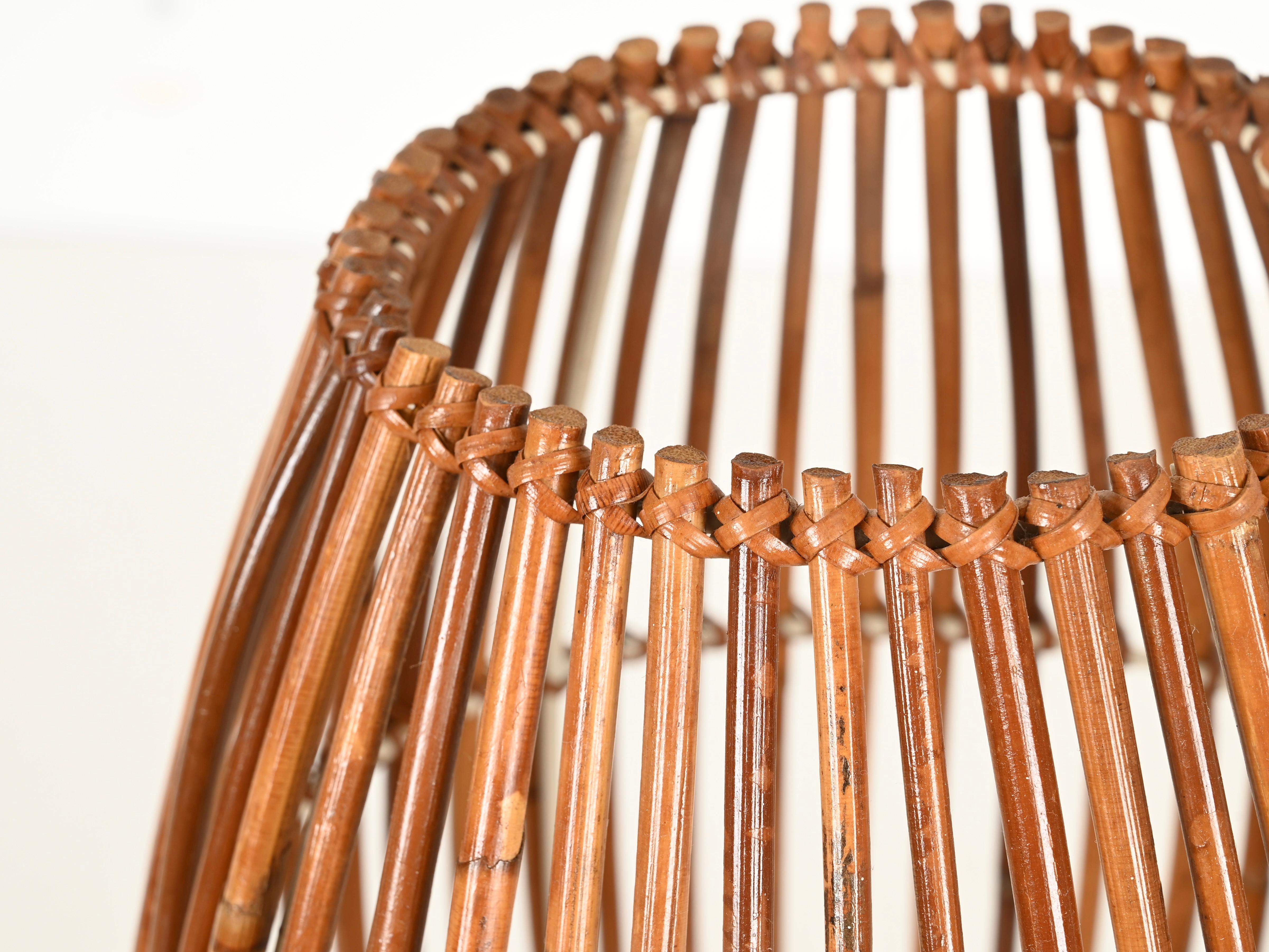 Hand-Crafted Mid-Century Franco Albini Table Lamp in Bamboo and Rattan, Italy, 1960s For Sale