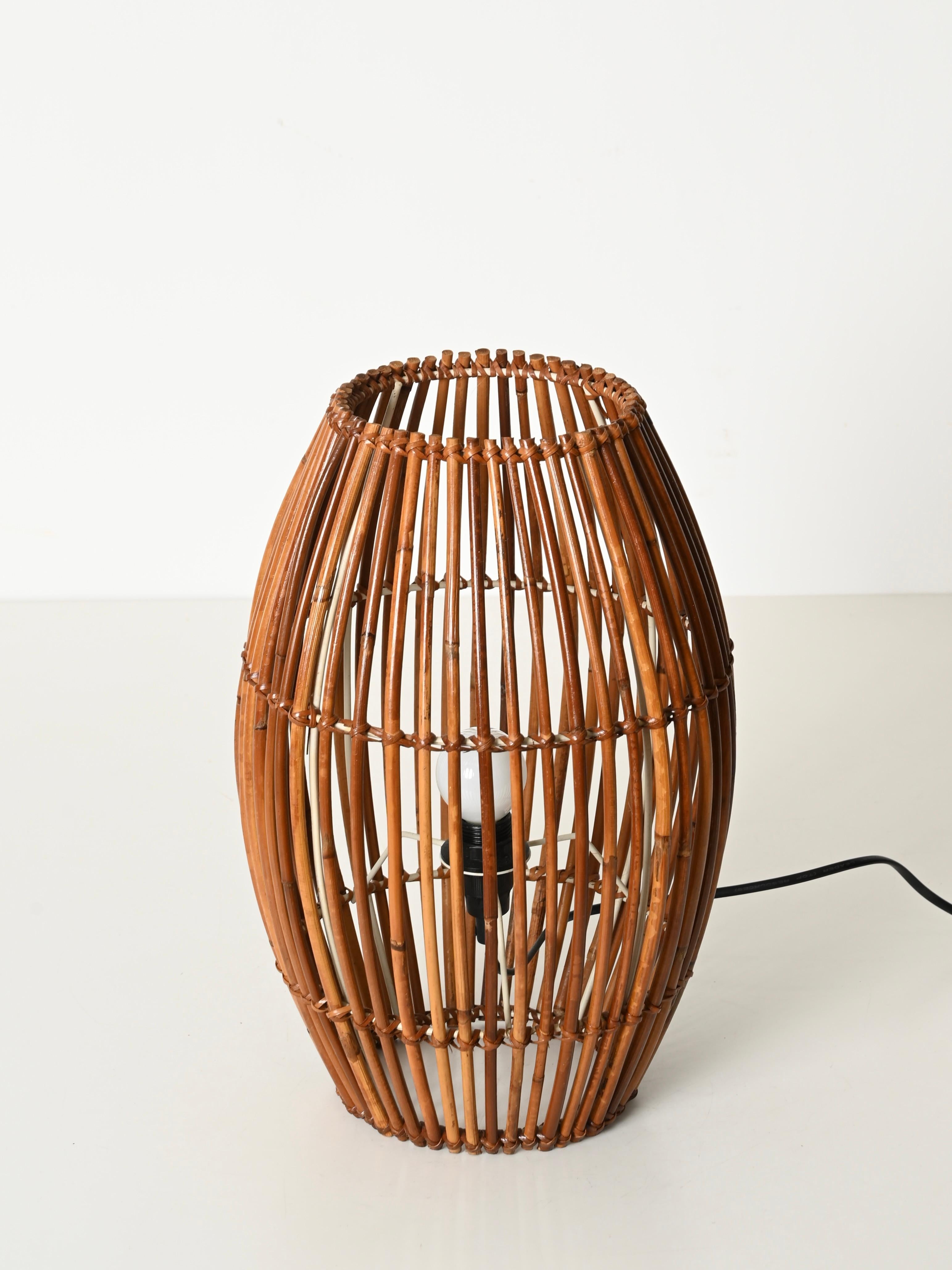 Mid-Century Franco Albini Table Lamp in Bamboo and Rattan, Italy, 1960s In Good Condition For Sale In Roma, IT