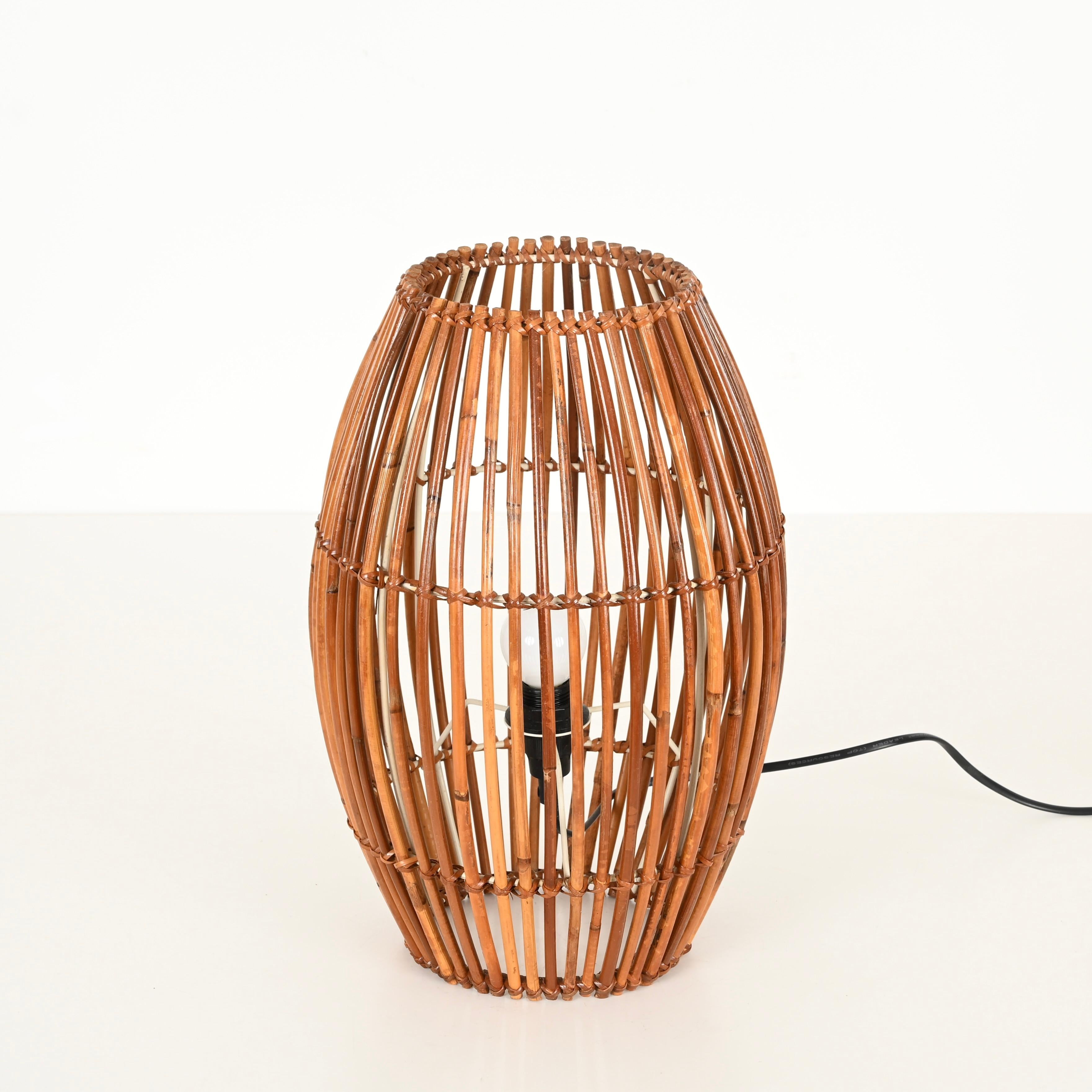 Mid-Century Franco Albini Table Lamp in Bamboo and Rattan, Italy, 1960s For Sale 1