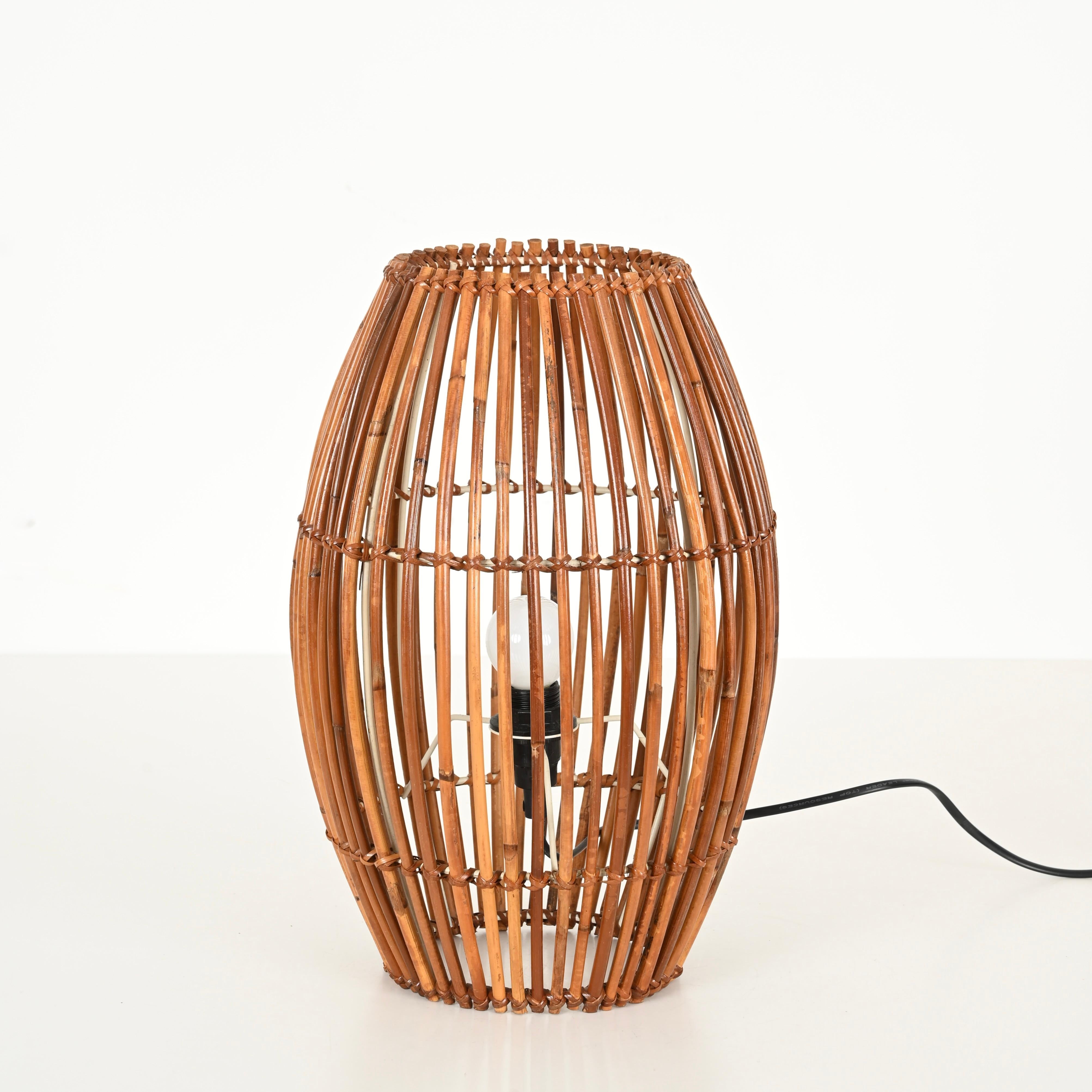 Mid-Century Franco Albini Table Lamp in Bamboo and Rattan, Italy, 1960s For Sale 2