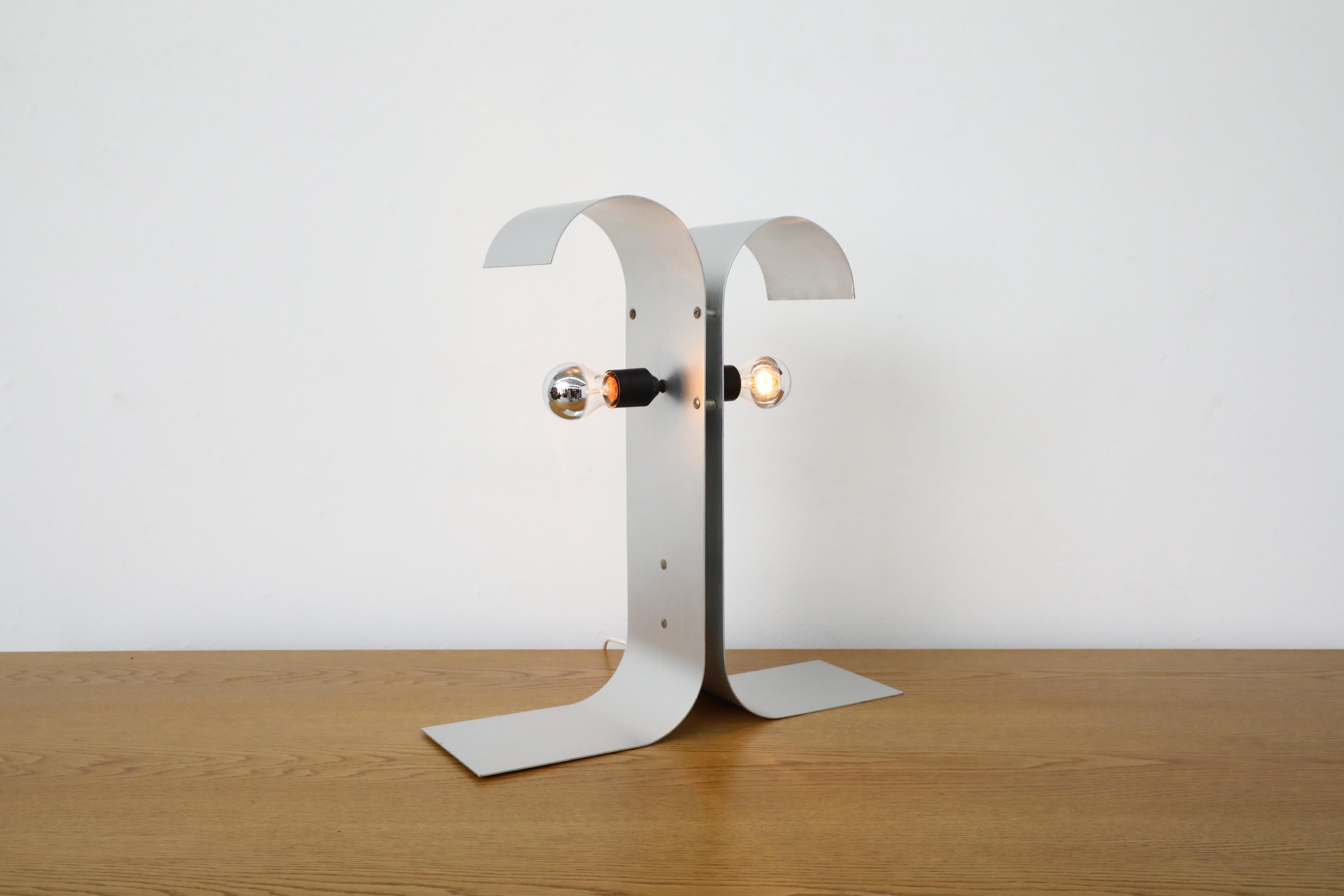 Space Age Mid-Century Francois Monnet Inspired Bent Sheet Metal Double Sided Table Lamp