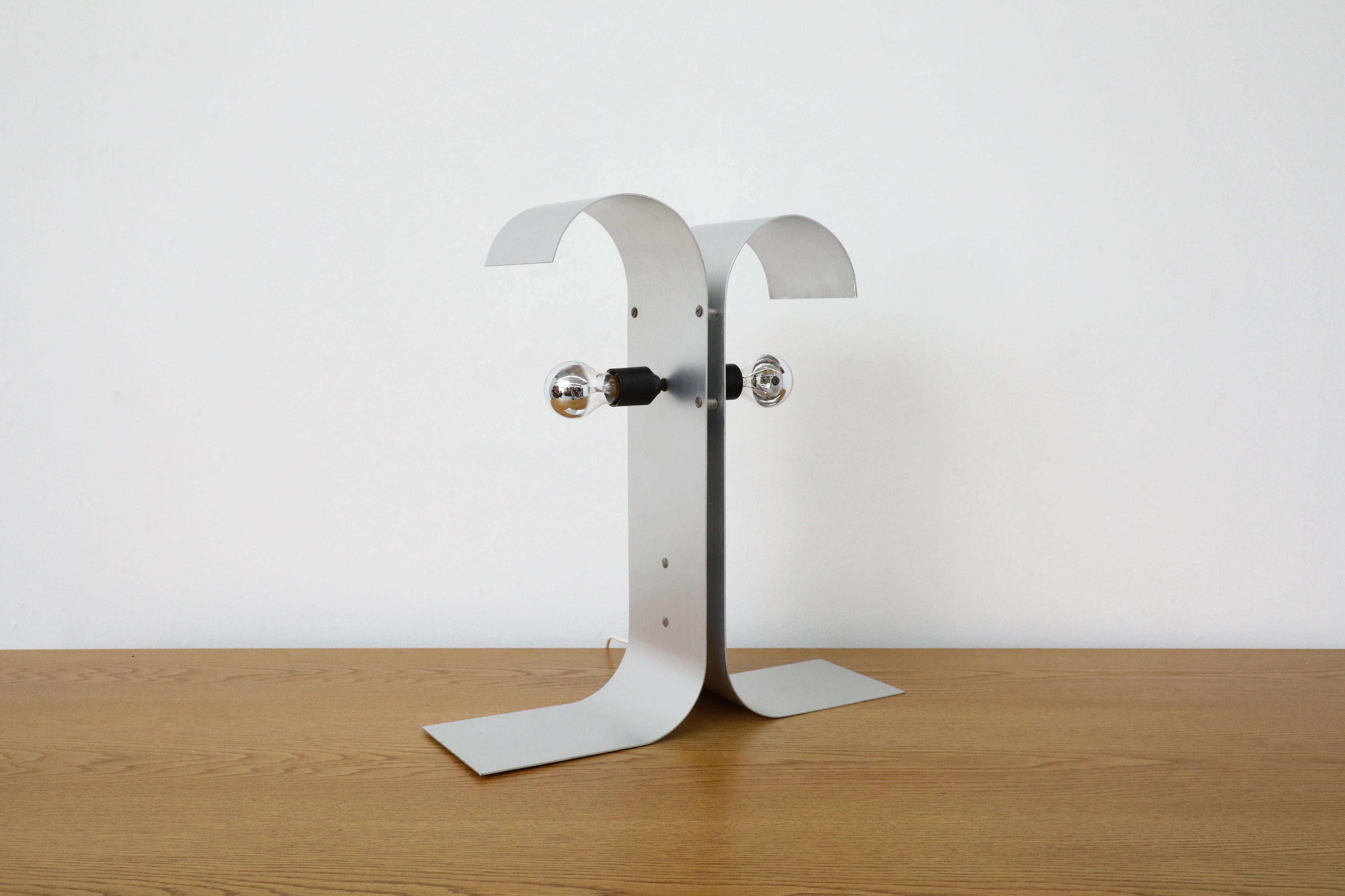 French Mid-Century Francois Monnet Inspired Bent Sheet Metal Double Sided Table Lamp