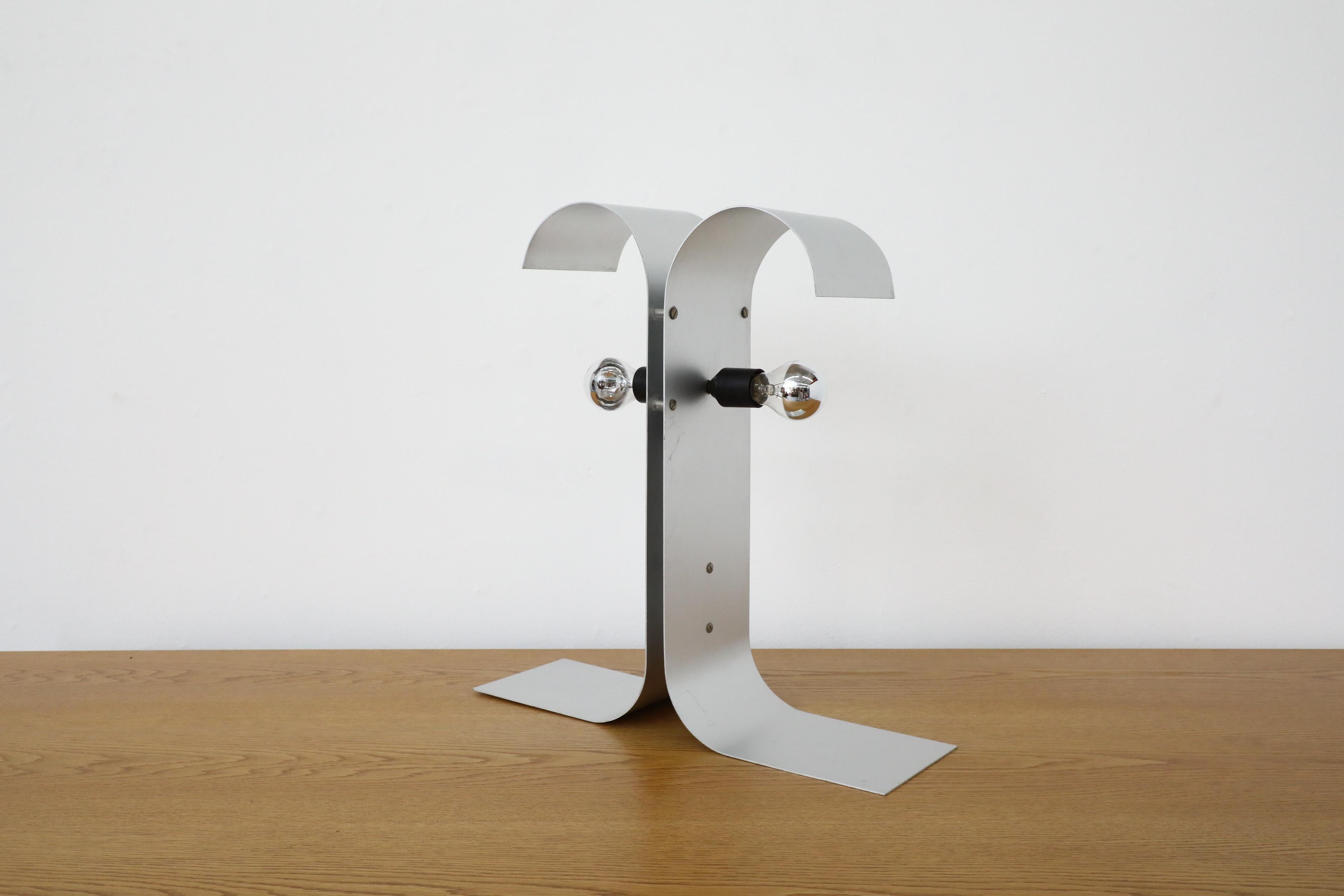20th Century Mid-Century Francois Monnet Inspired Bent Sheet Metal Double Sided Table Lamp