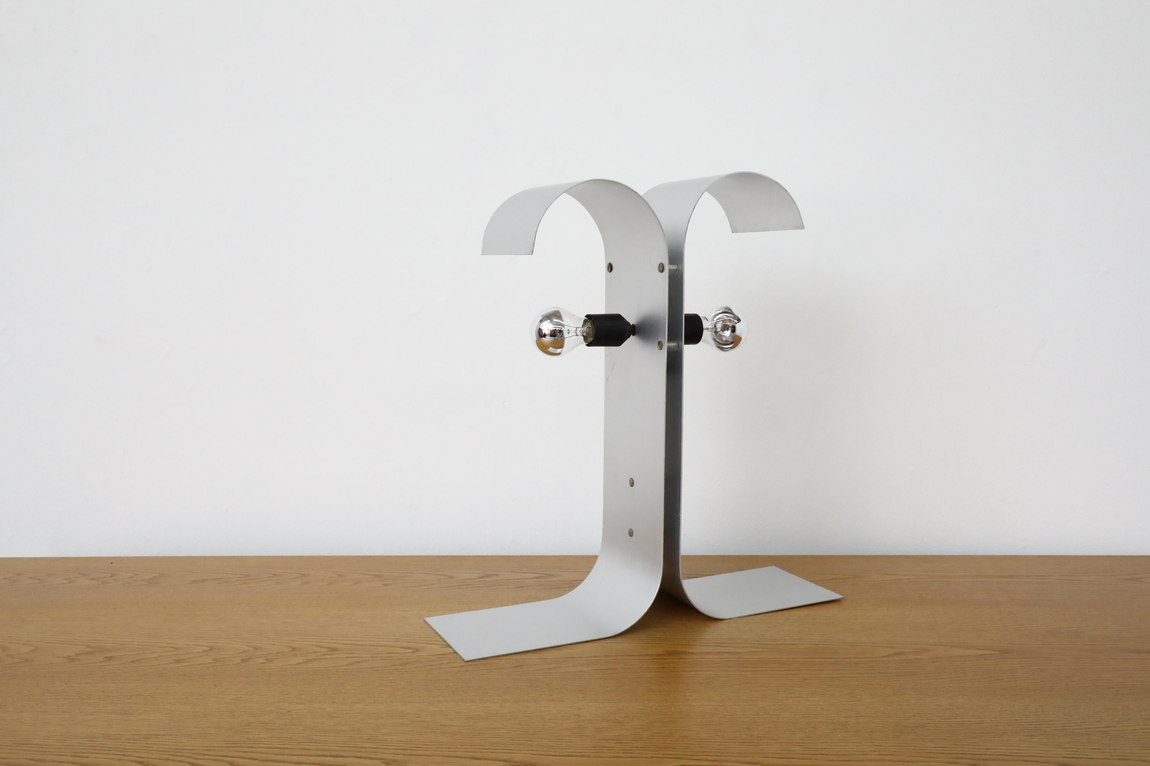 Mid-Century Francois Monnet Inspired Bent Sheet Metal Double Sided Table Lamp 2