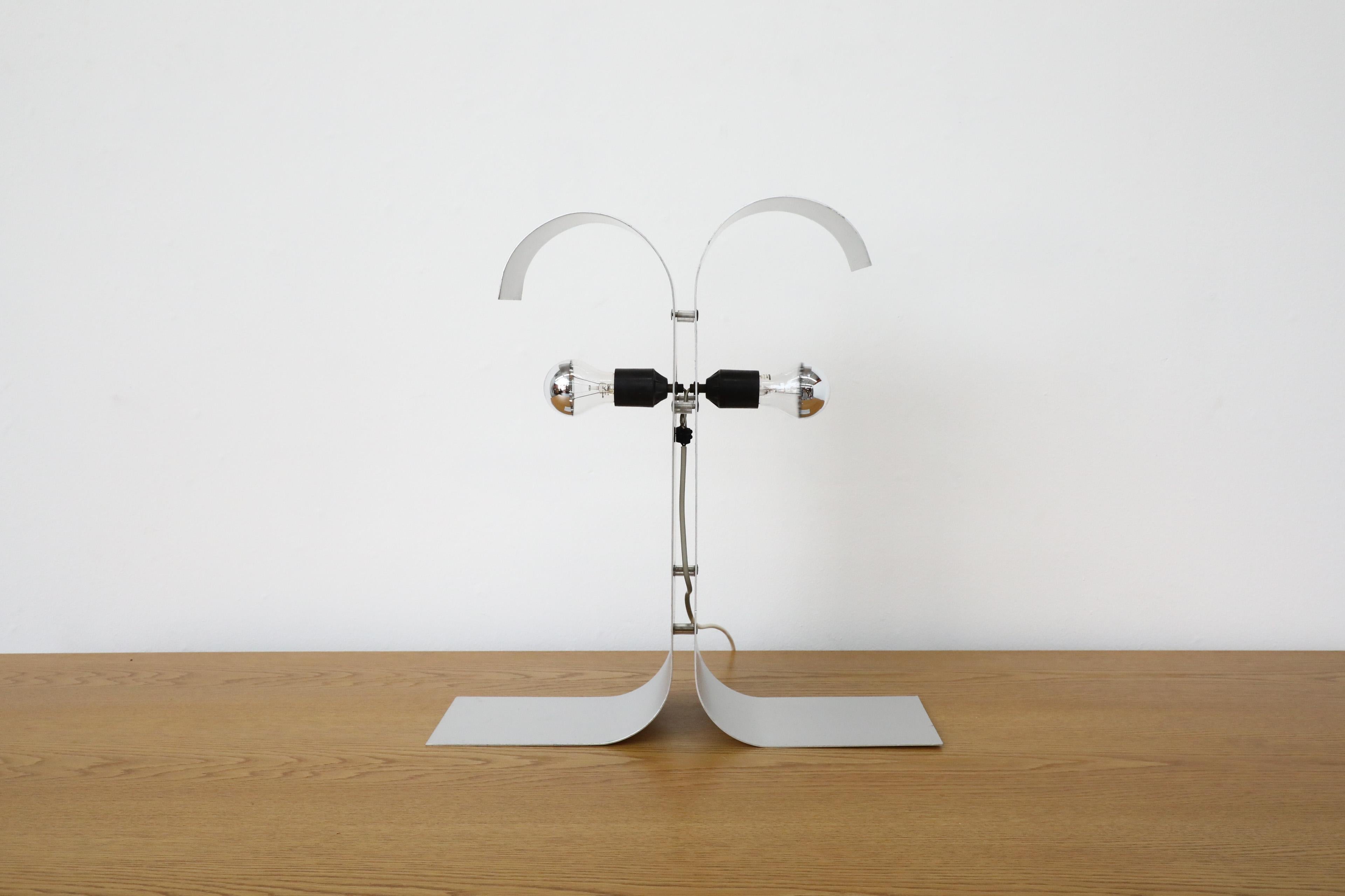 Mid-Century Francois Monnet Inspired Bent Sheet Metal Double Sided Table Lamp 3