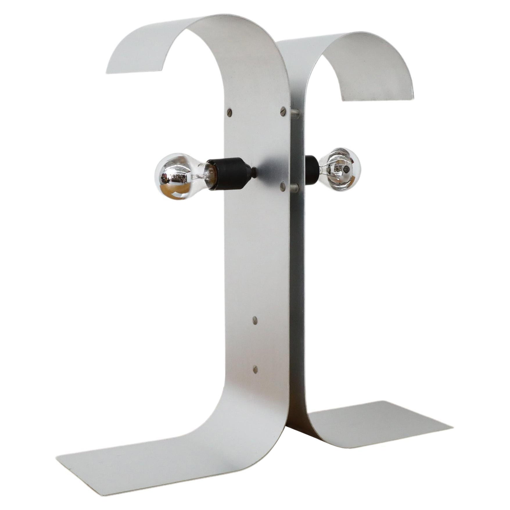 Mid-Century Francois Monnet Inspired Bent Sheet Metal Double Sided Table Lamp