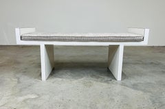 Banco H de mediados de siglo estilo Frank Lloyd Wright en laminado blanco para ventana o entrada