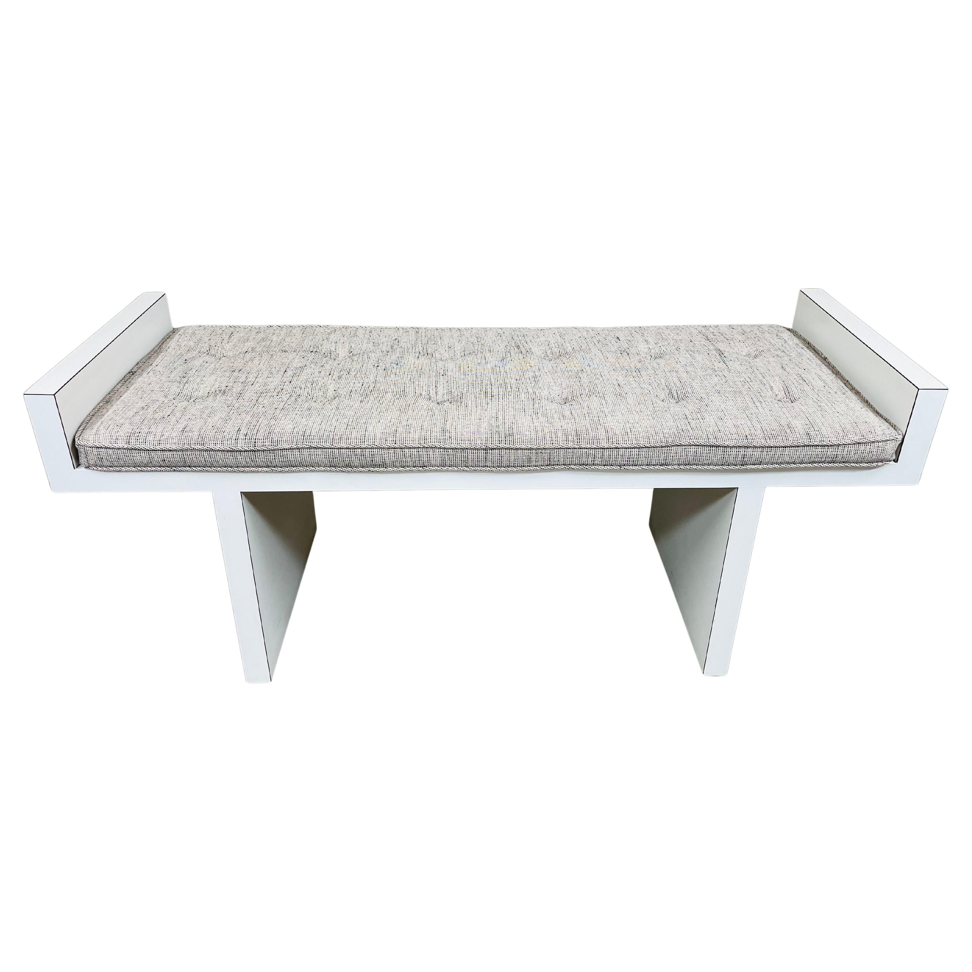 Mid-Century Frank Lloyd Wright Style White Laminate Window Or Entryway H Bench For Sale
