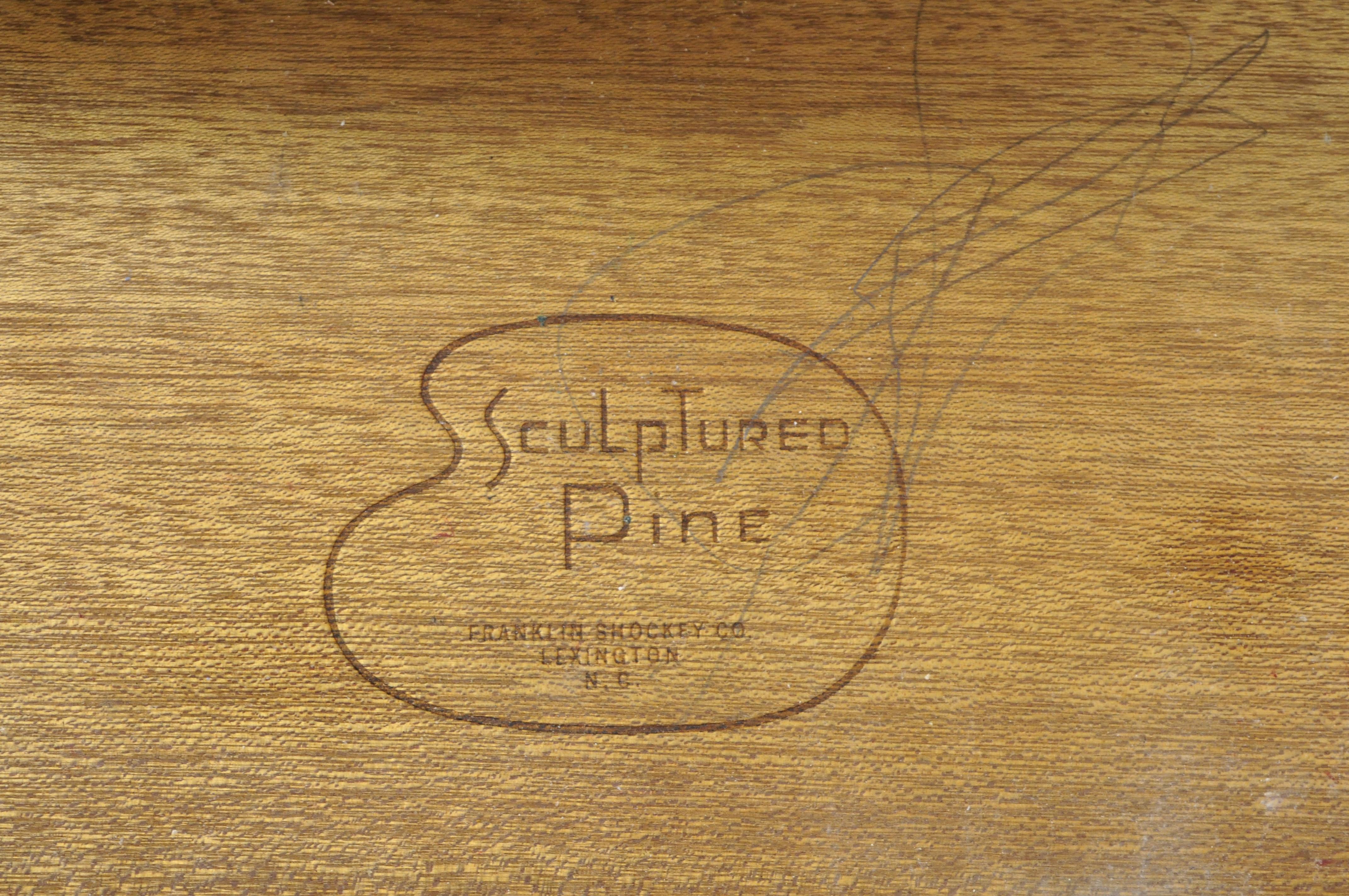 Midcentury Franklin Shockey Sculptured Pine One-Drawer Nightstand Bedside Table 1