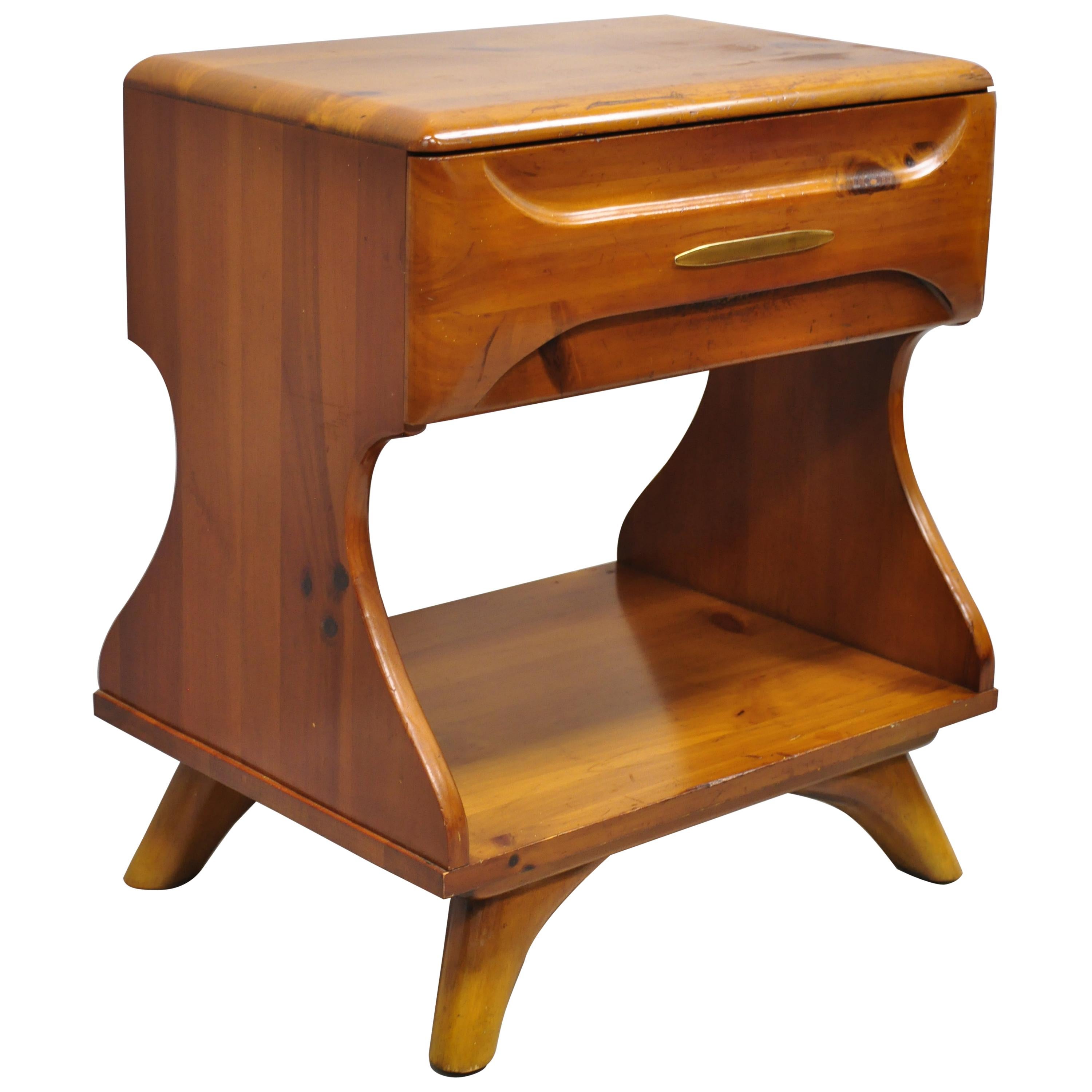Midcentury Franklin Shockey Sculptured Pine One-Drawer Nightstand Bedside Table