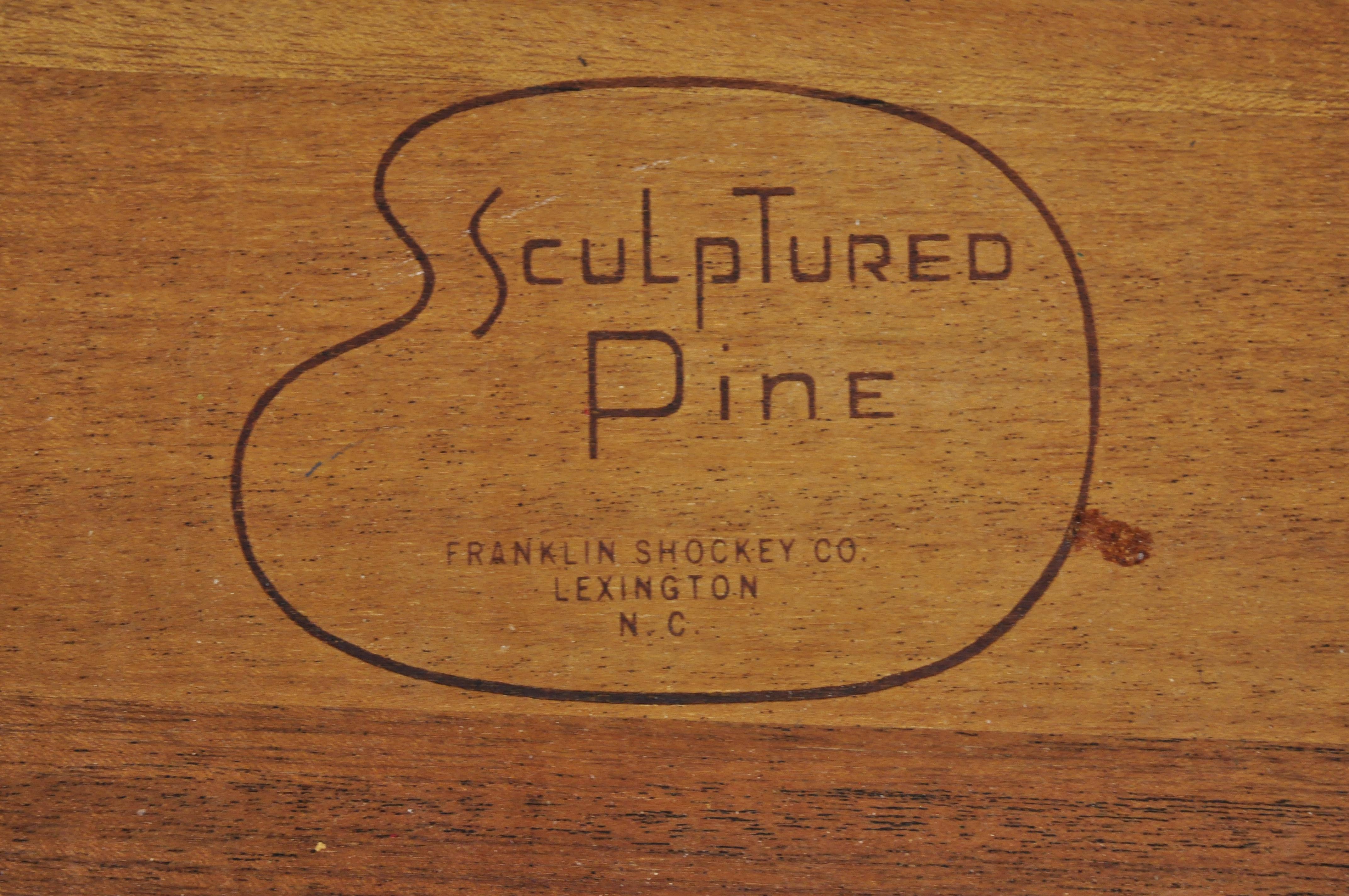 20th Century Midcentury Franklin Shockey Sculptured Pine Wood 8-Drawer Credenza Dresser