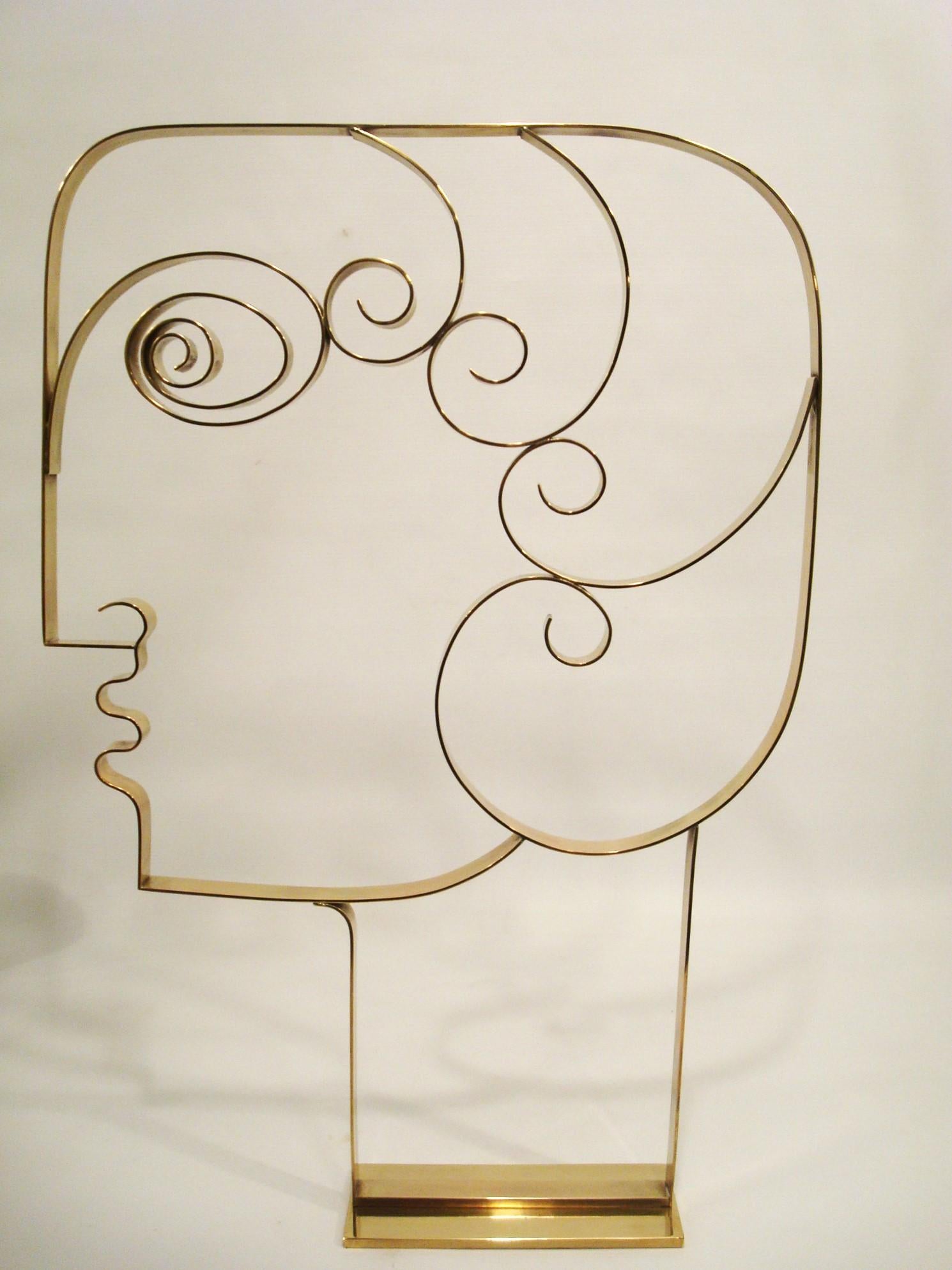 Art Deco Mid Century Franz Hagenauer Male Bust Head Sculpture Profile - Austria c 1970´s For Sale
